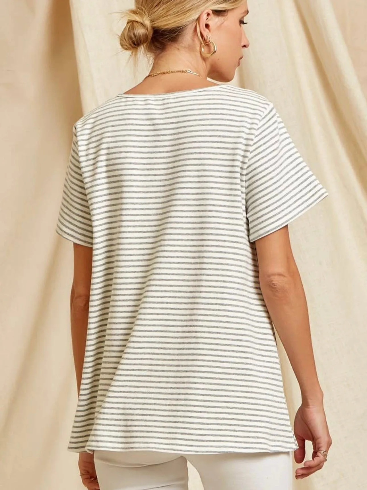 Beyond Basic Top: Grey Stripe