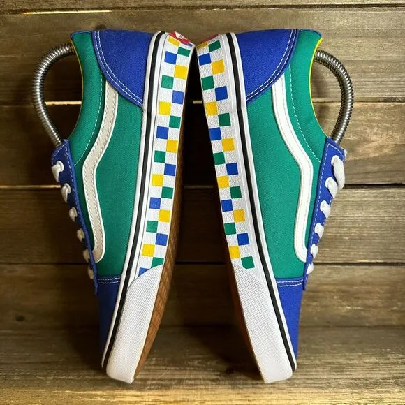 Big Kids Vans Old Skool‎ Colorblock Check Skateboarding Sneakers Shoes Size 6 Y