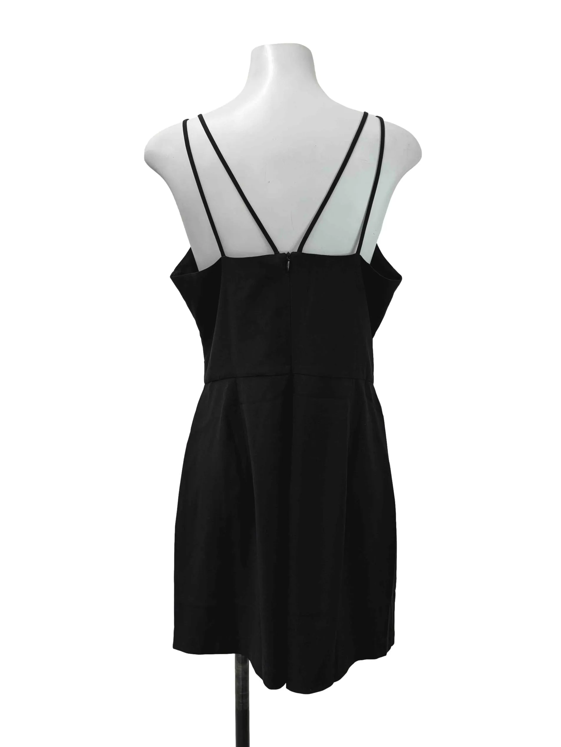 Black Double Straps Romper Dress