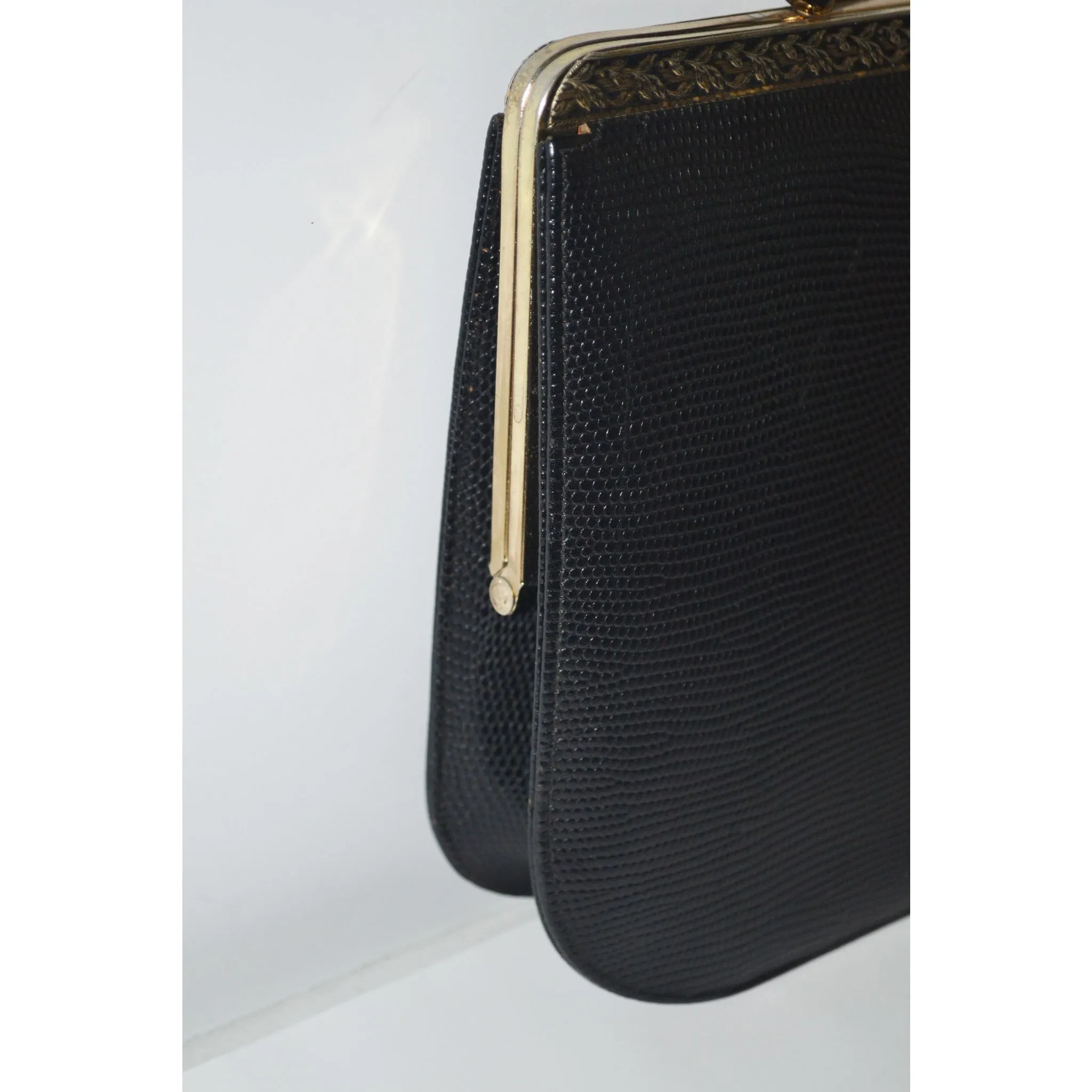 Black Faux Lizard Black Purse By Supreme