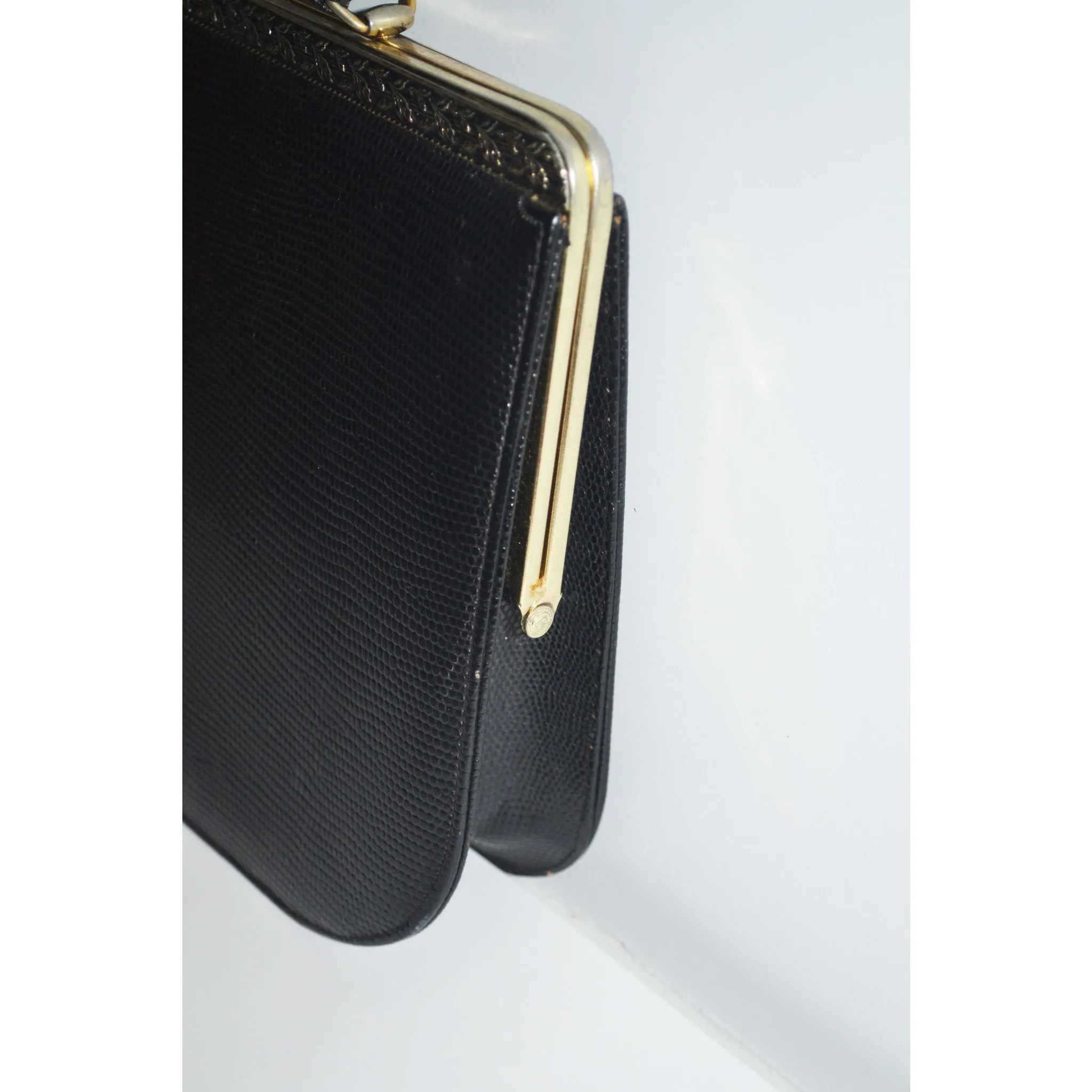 Black Faux Lizard Black Purse By Supreme