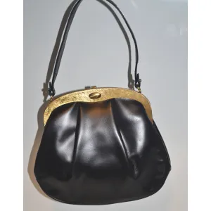 Black Leather Pleated Purse By Susan Gail