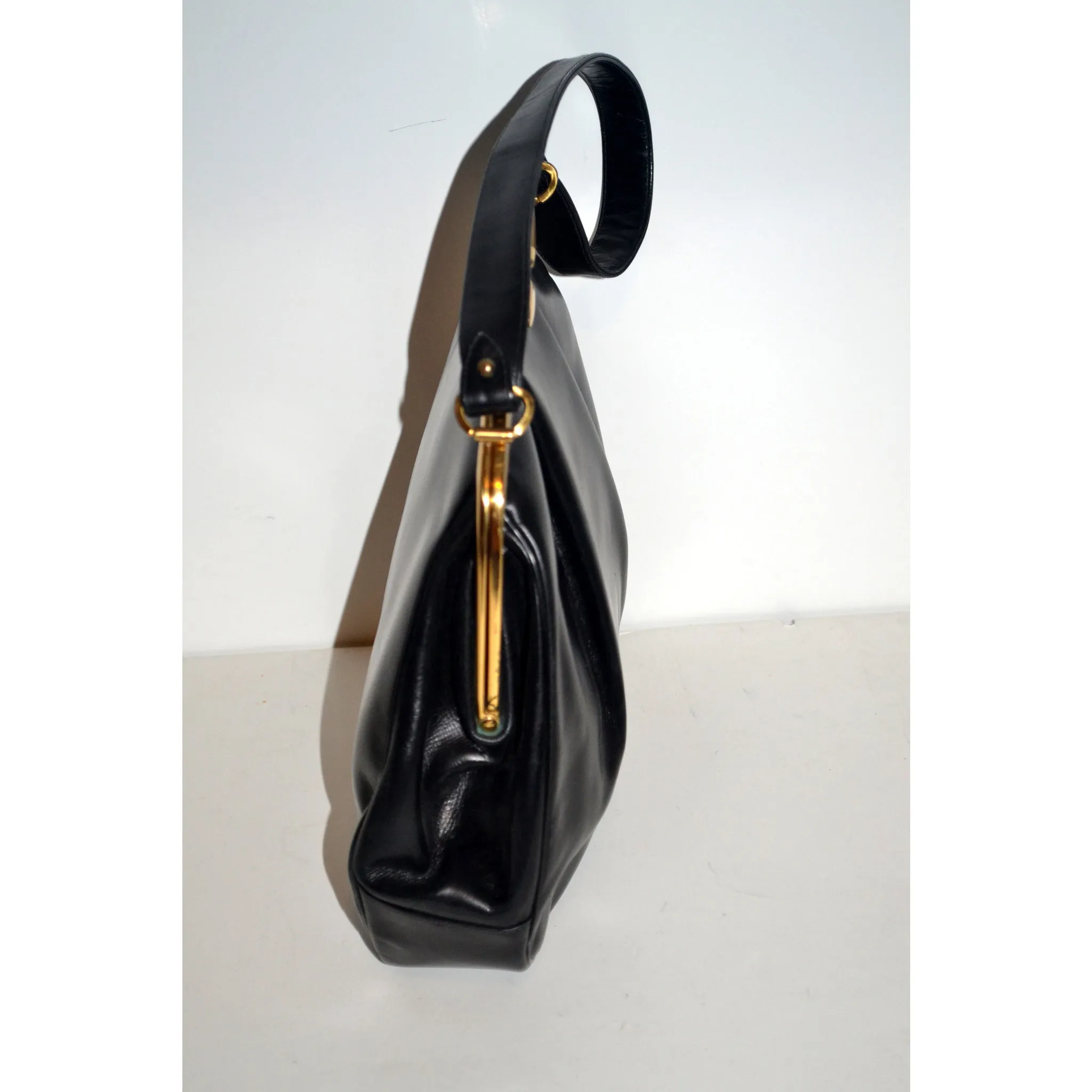 Black Leather Pleated Purse By Susan Gail