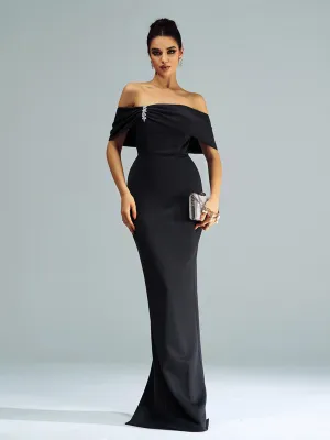 Black Off-shoulder Sheath Formal Dress RJ12070