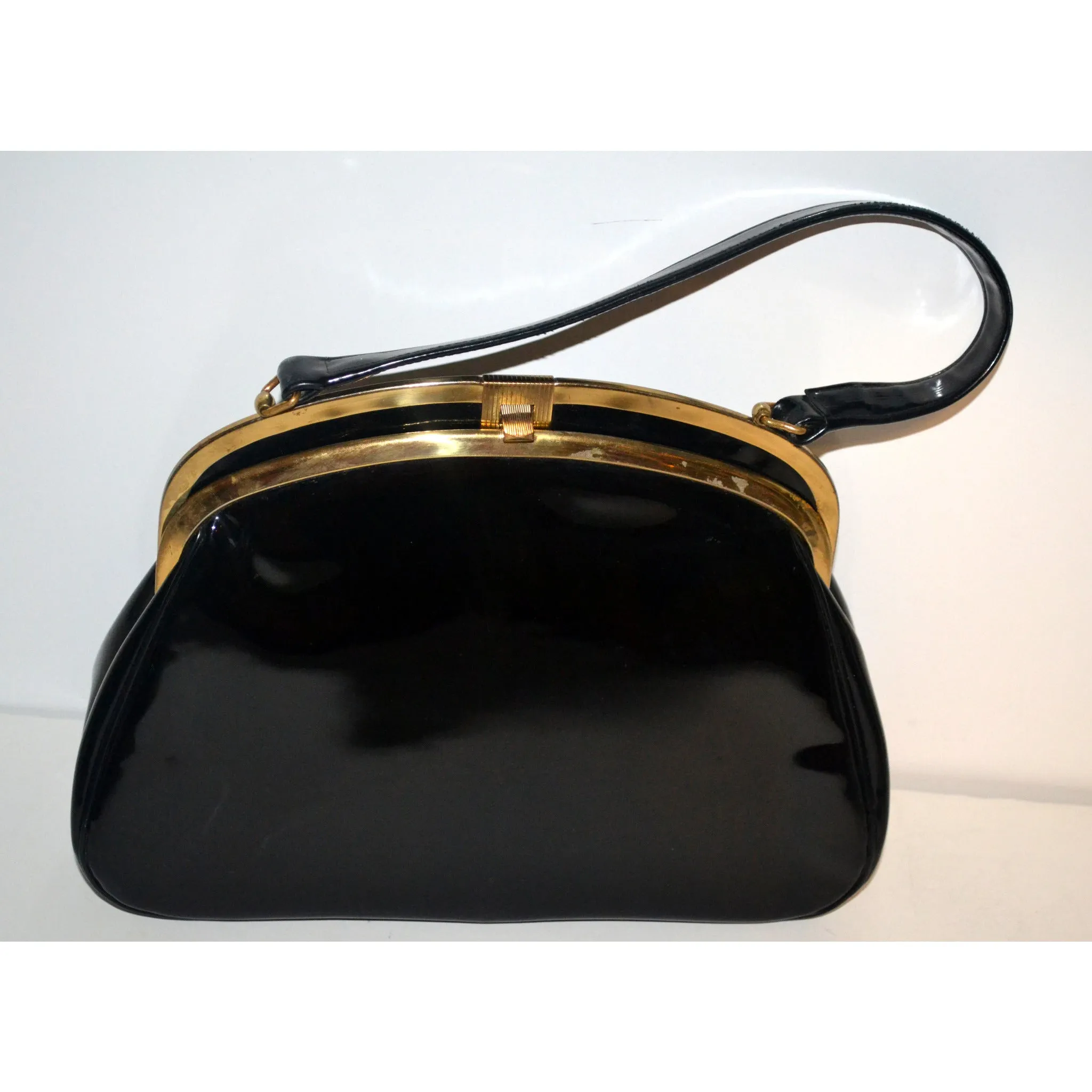 Black Patent Leather Handbag By Block