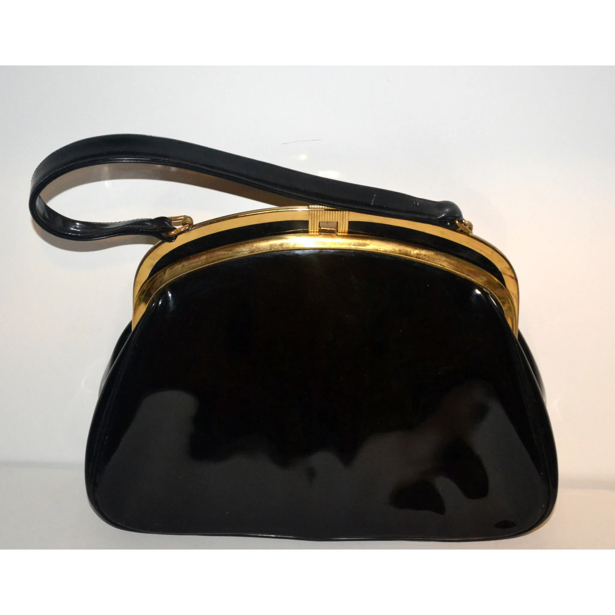 Black Patent Leather Handbag By Block