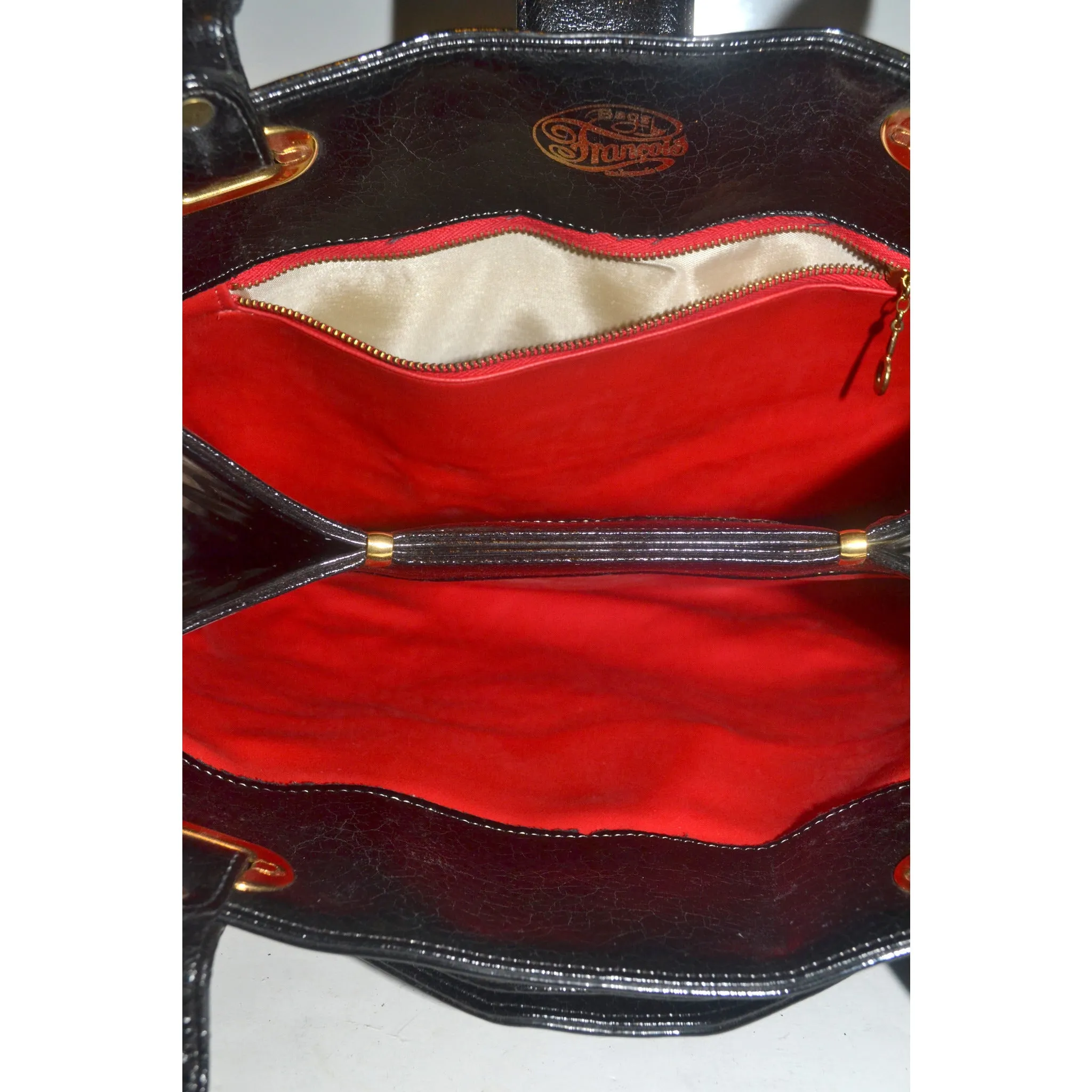 Black Patent Leather Handbag By Francois