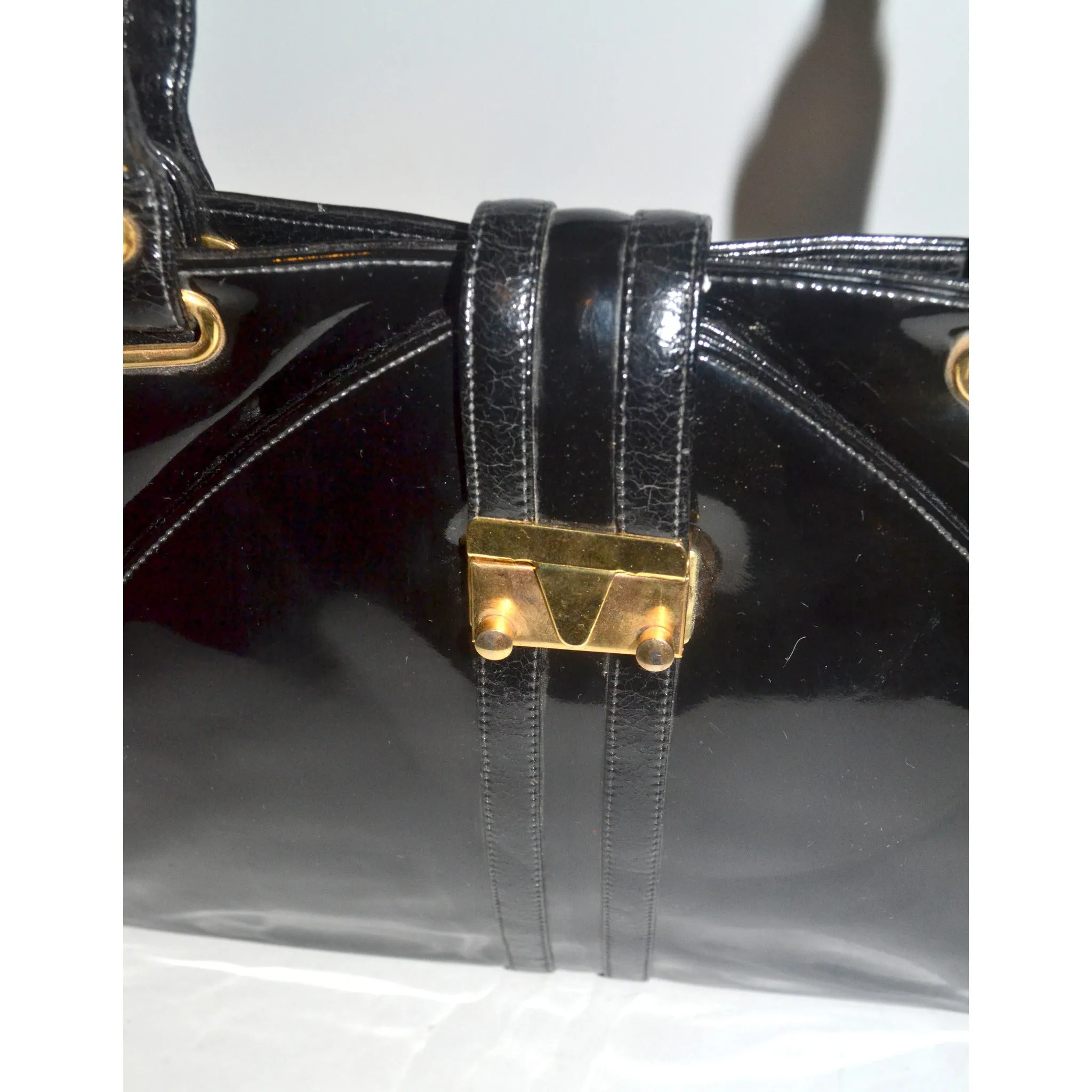 Black Patent Leather Handbag By Francois