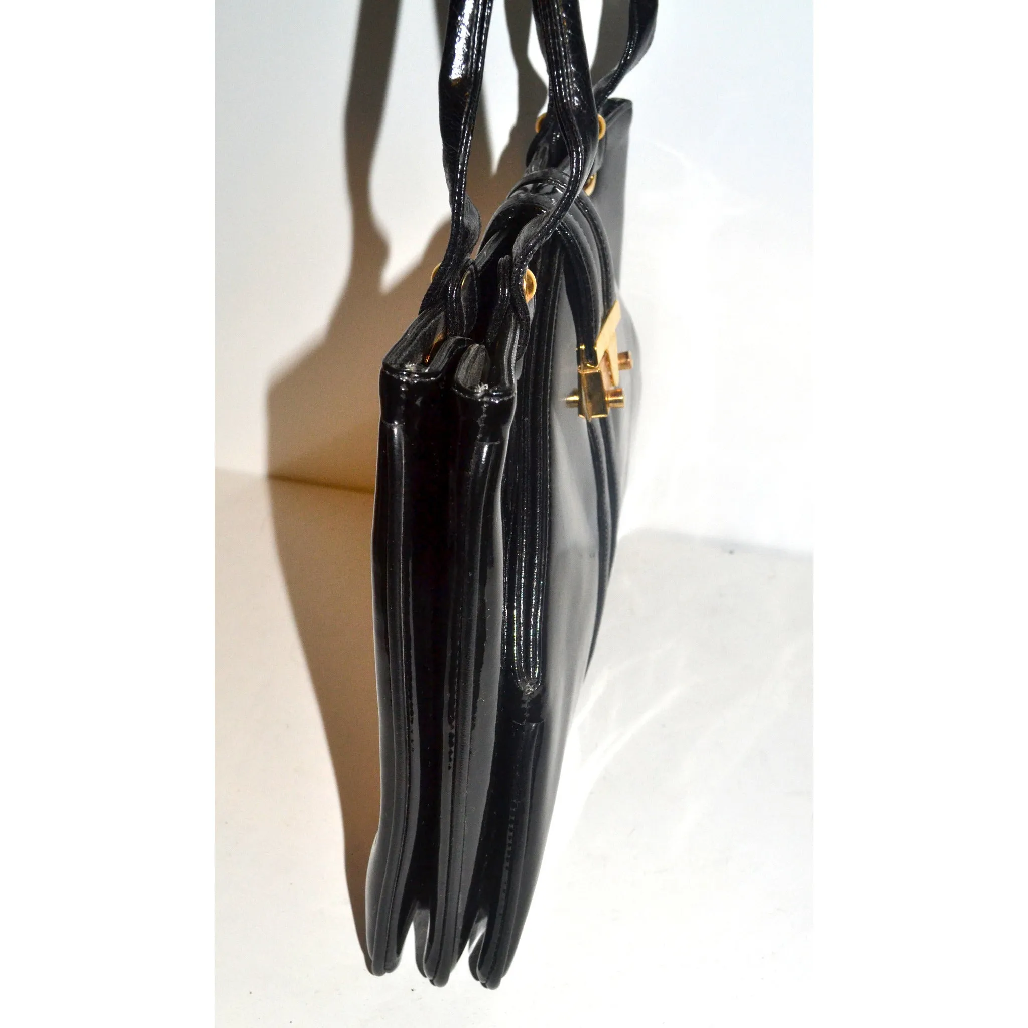 Black Patent Leather Handbag By Francois
