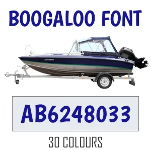 BOOGALOO FONT Boat Numbers | Pair   Extra Decal   Free Squeegee