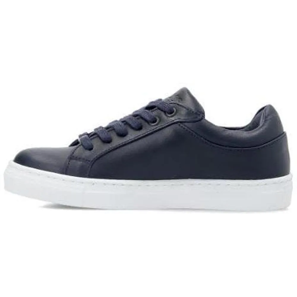 Boys Navy Leather Trainers