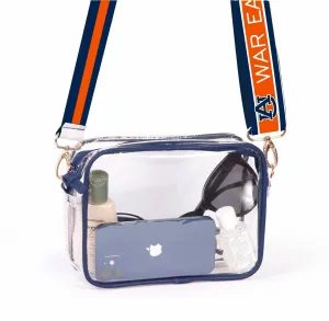 Bridget Clear Purse with Reversible Patterned Shoulder Straps - Auburn