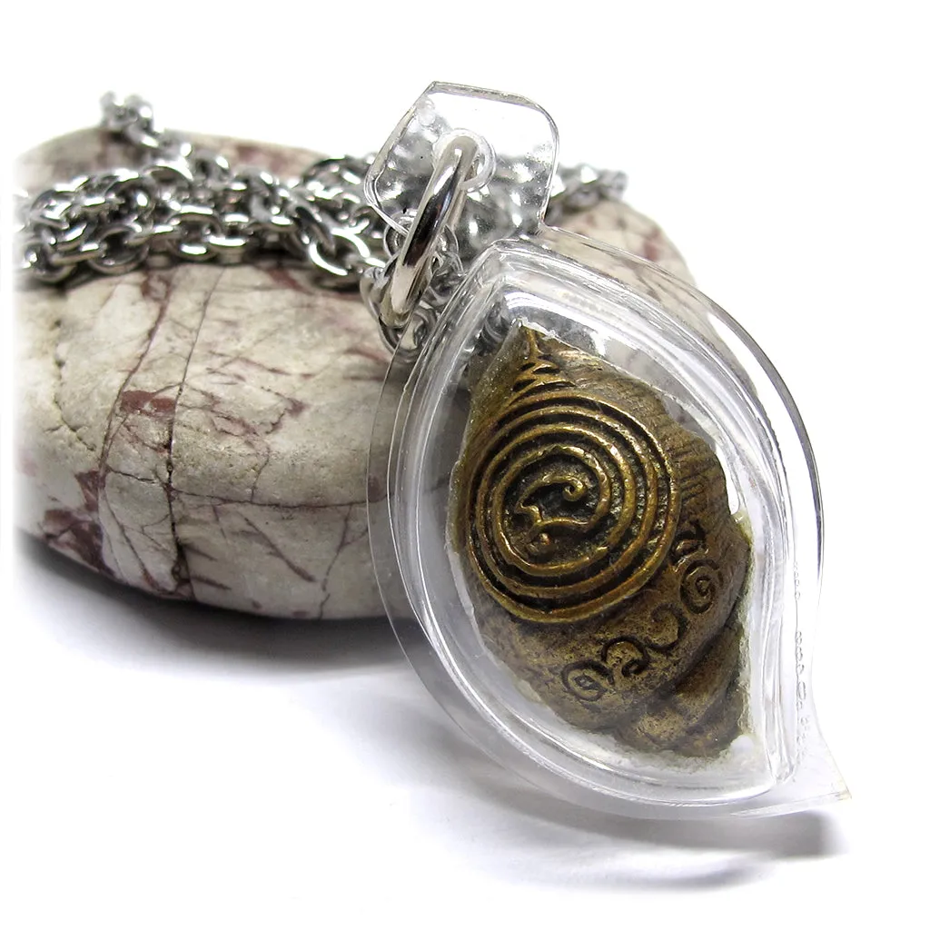 Buddhist Monk Phra Uppha Khut Unalome & Conch Shell Protection Amulet