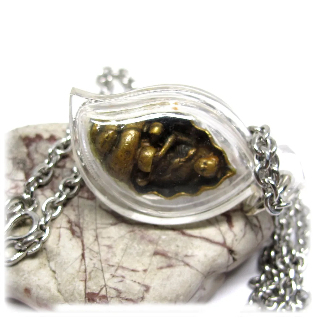 Buddhist Monk Phra Uppha Khut Unalome & Conch Shell Protection Amulet