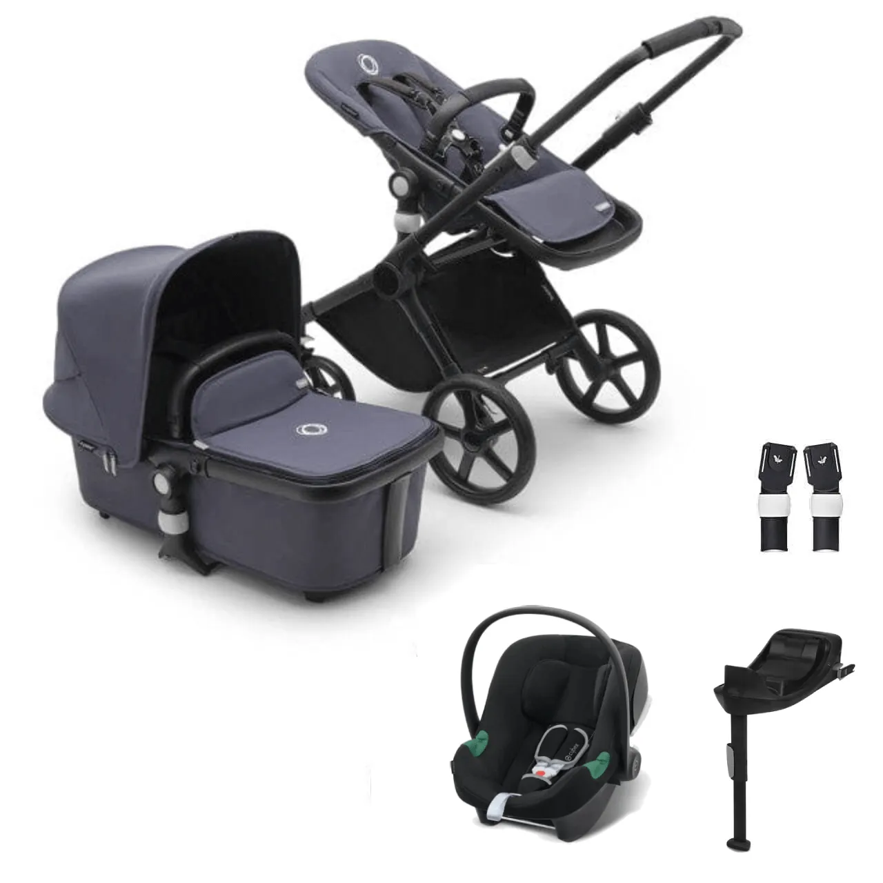 Bugaboo Fox Cub Aton B2 Travel System - Black/Stormy Blue