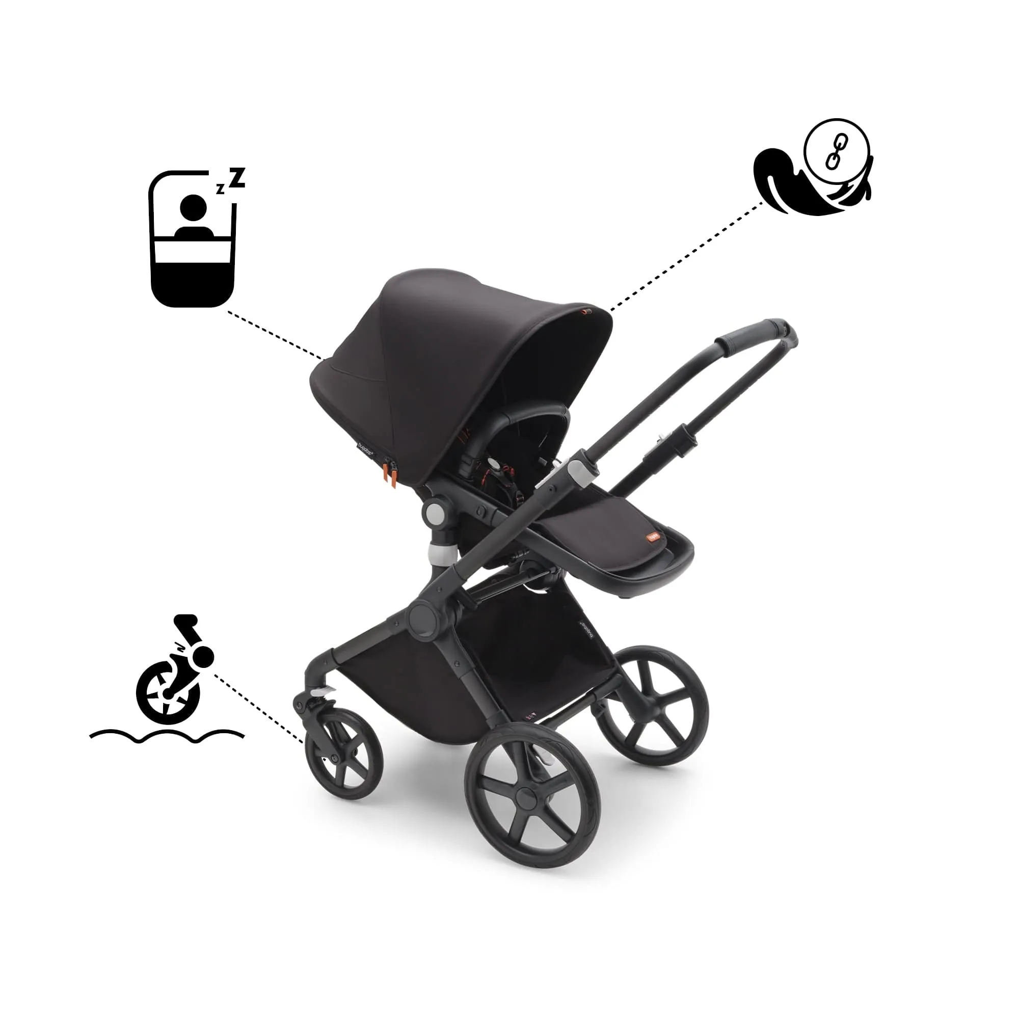 Bugaboo Fox Cub Cloud T Travel System - Black/Midnight Black