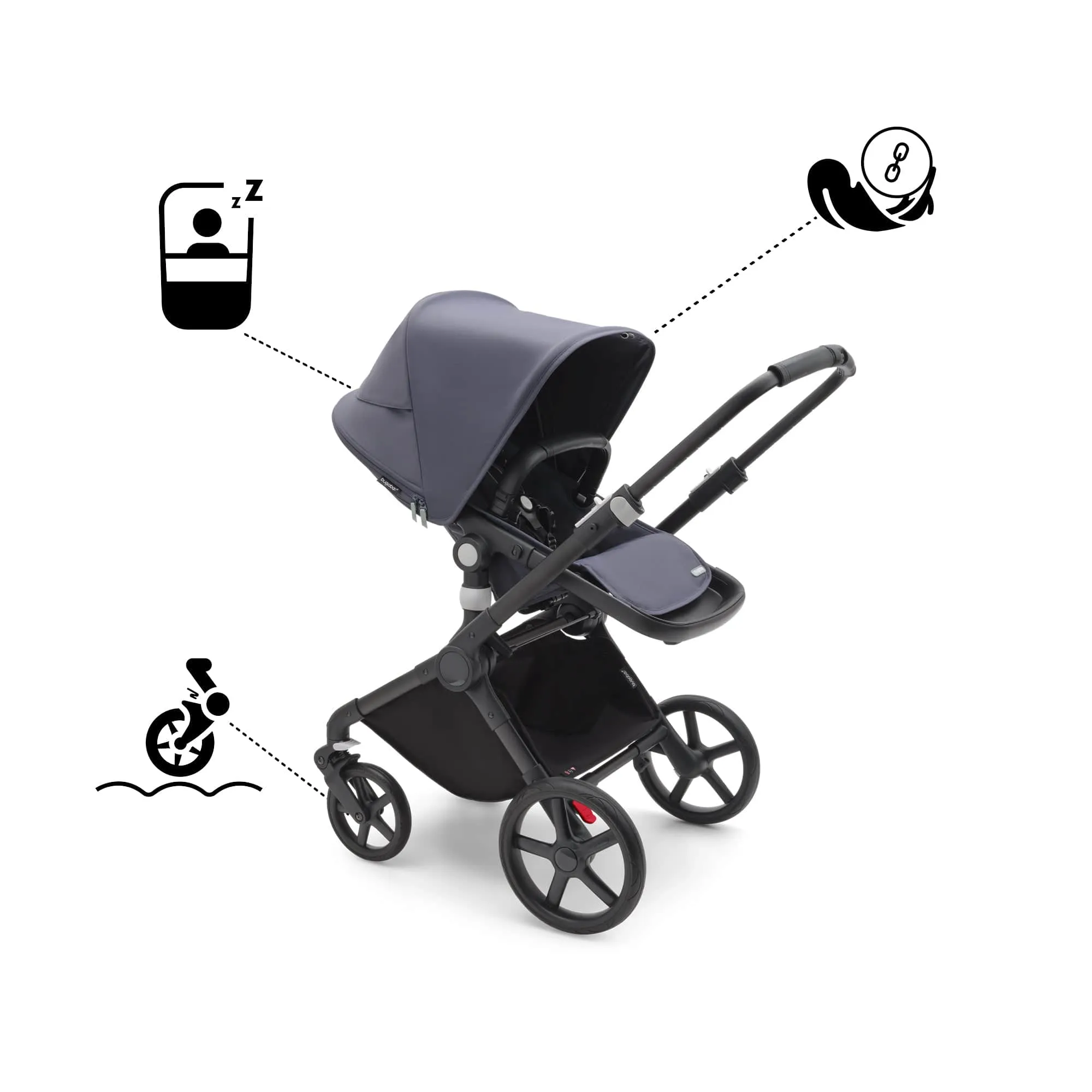 Bugaboo Fox Cub Essential Bundle - Black/Stormy Blue