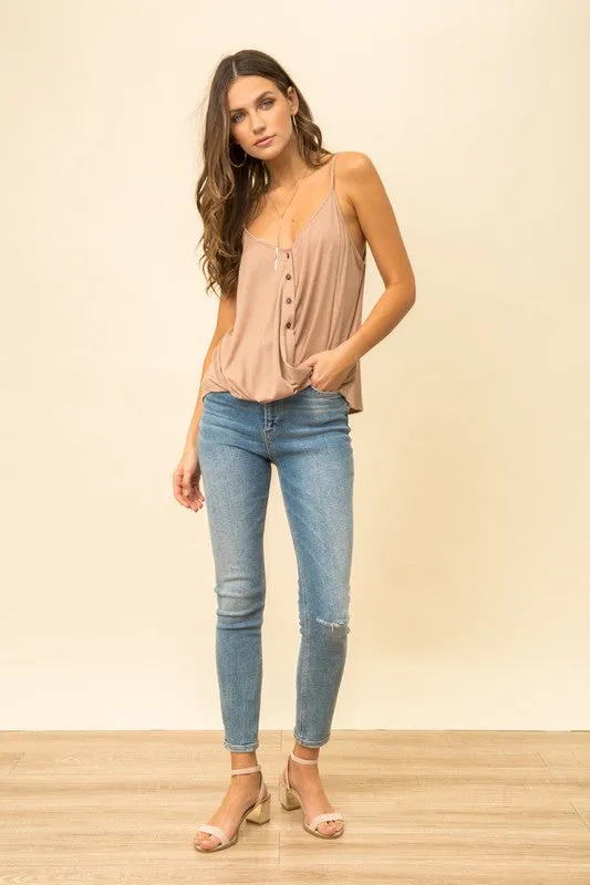 Button Down Bottom Twisted Tank
