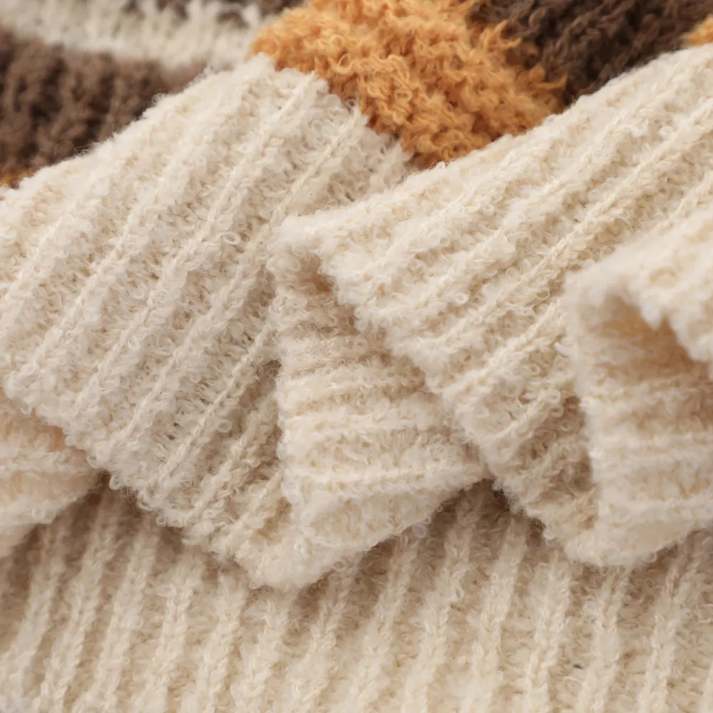 Casual Striped Letter Embroidery  Sweater