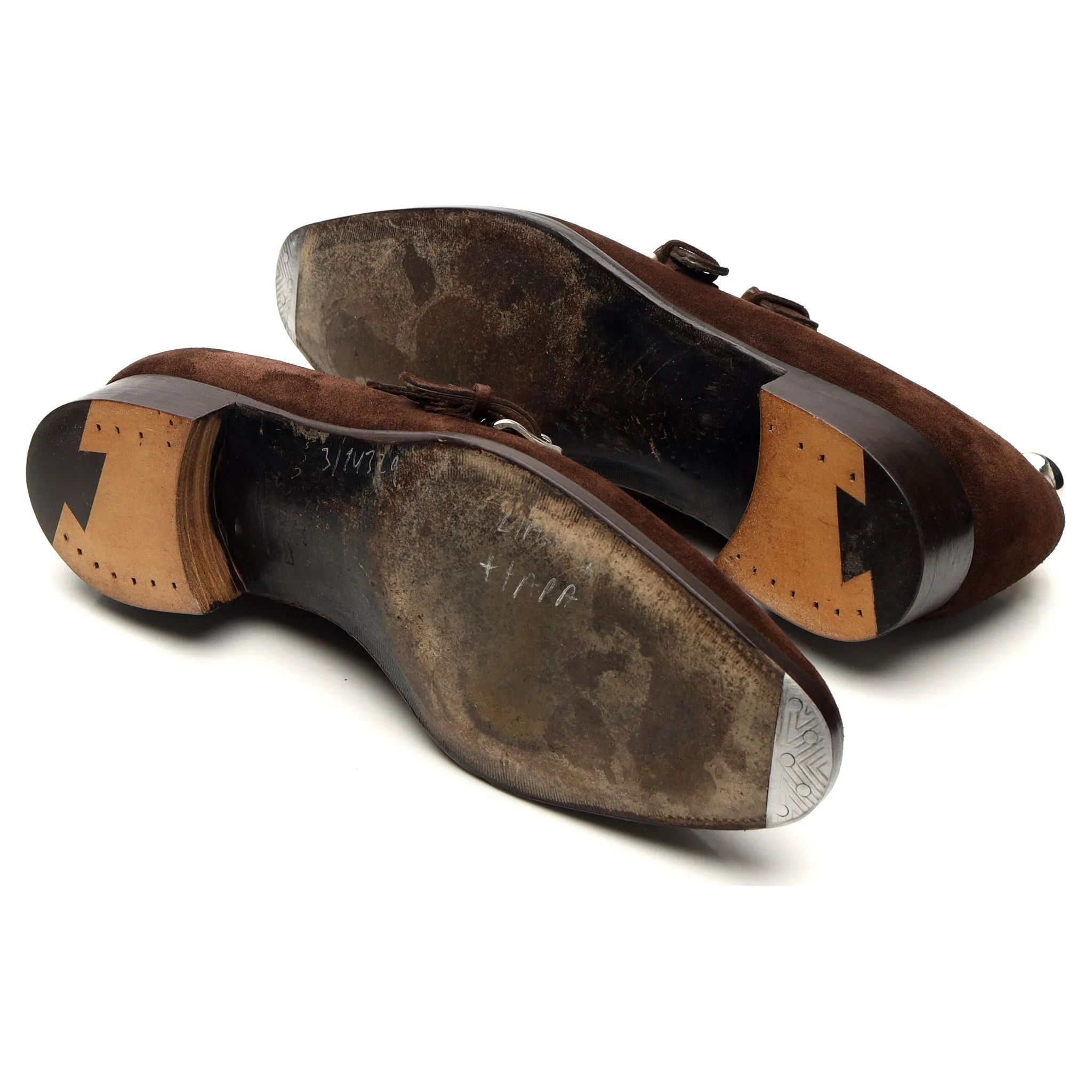 'Chapel' Dark Brown Suede Double Monk Strap UK 7 E