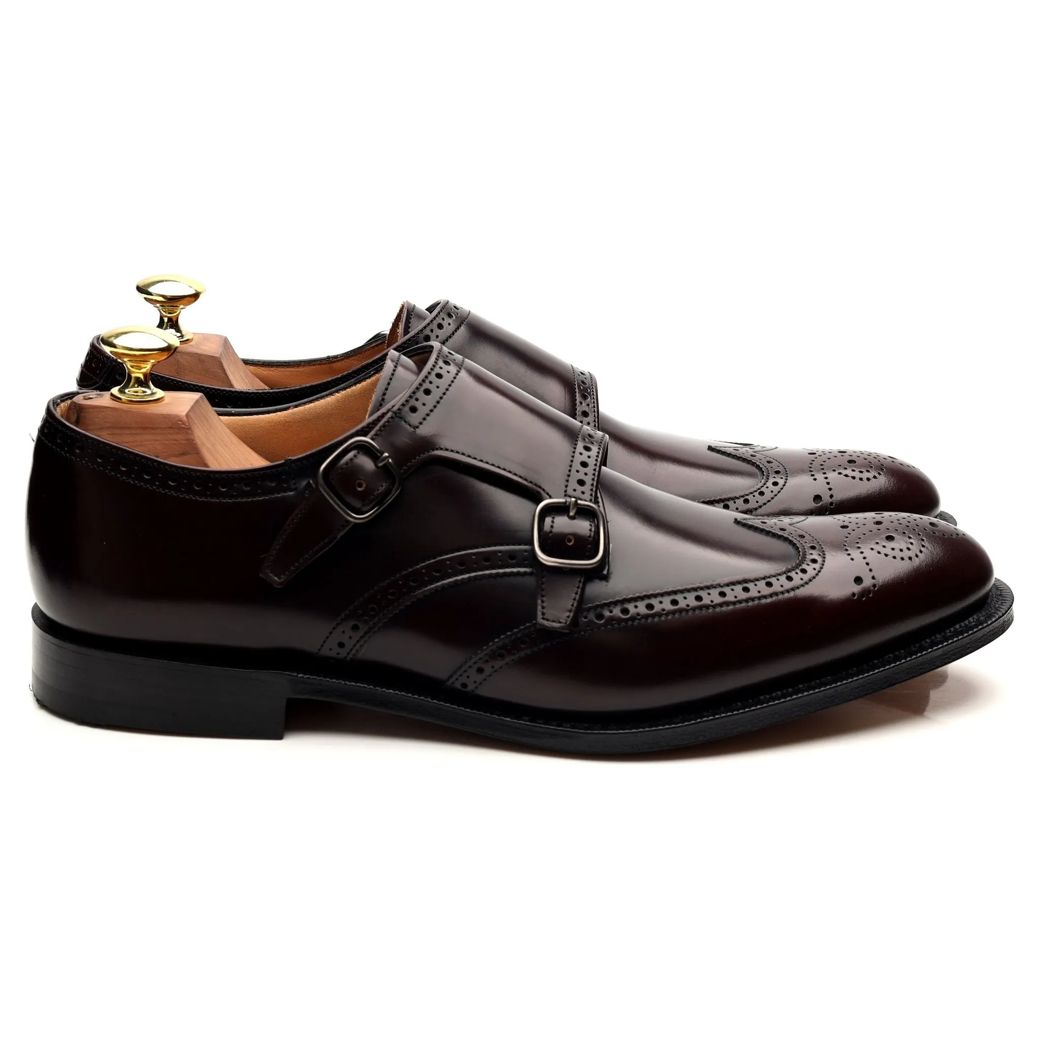 'Chicago' Burgundy Leather Double Monk Strap UK 7.5 F