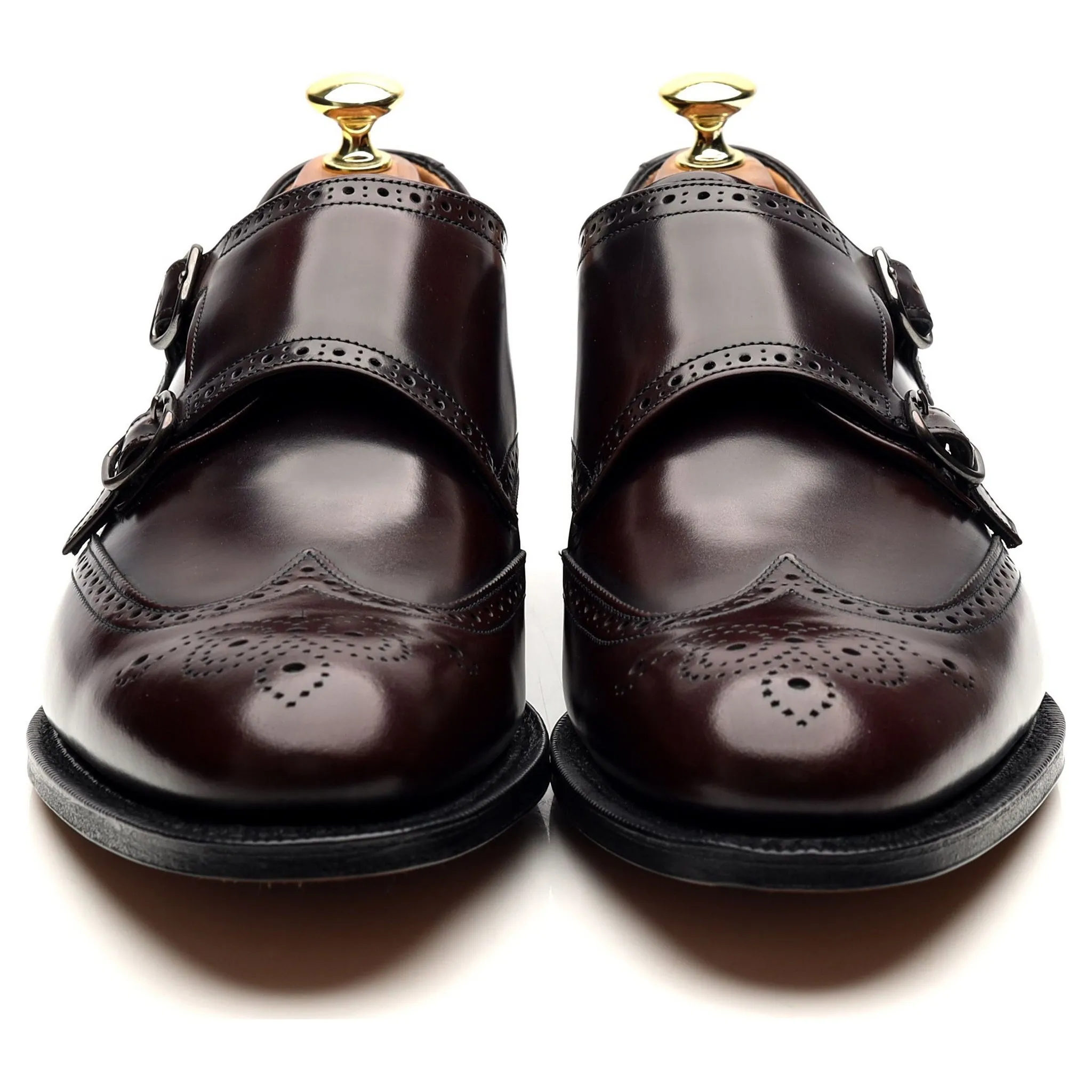 'Chicago' Burgundy Leather Double Monk Strap UK 7.5 F