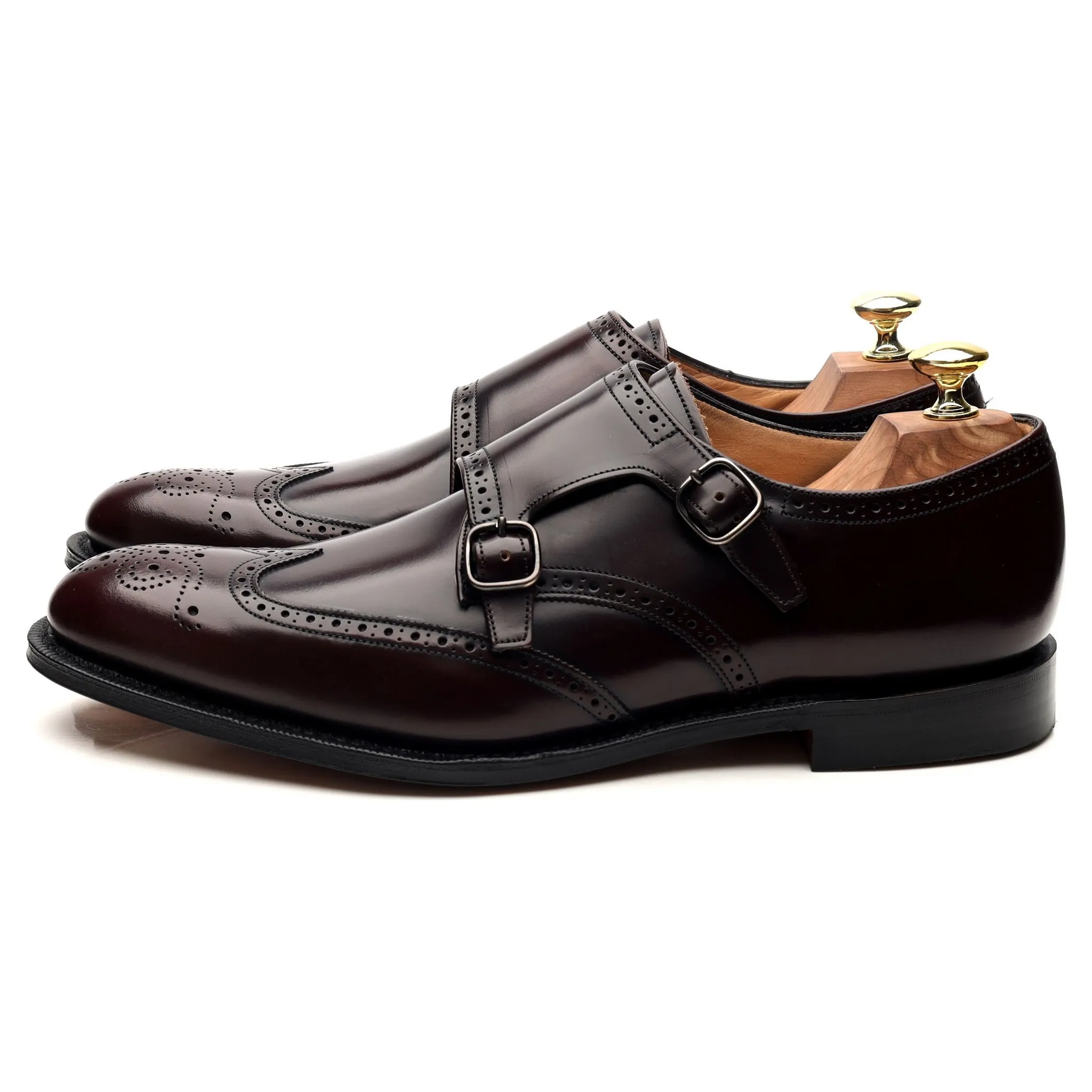 'Chicago' Burgundy Leather Double Monk Strap UK 7.5 F