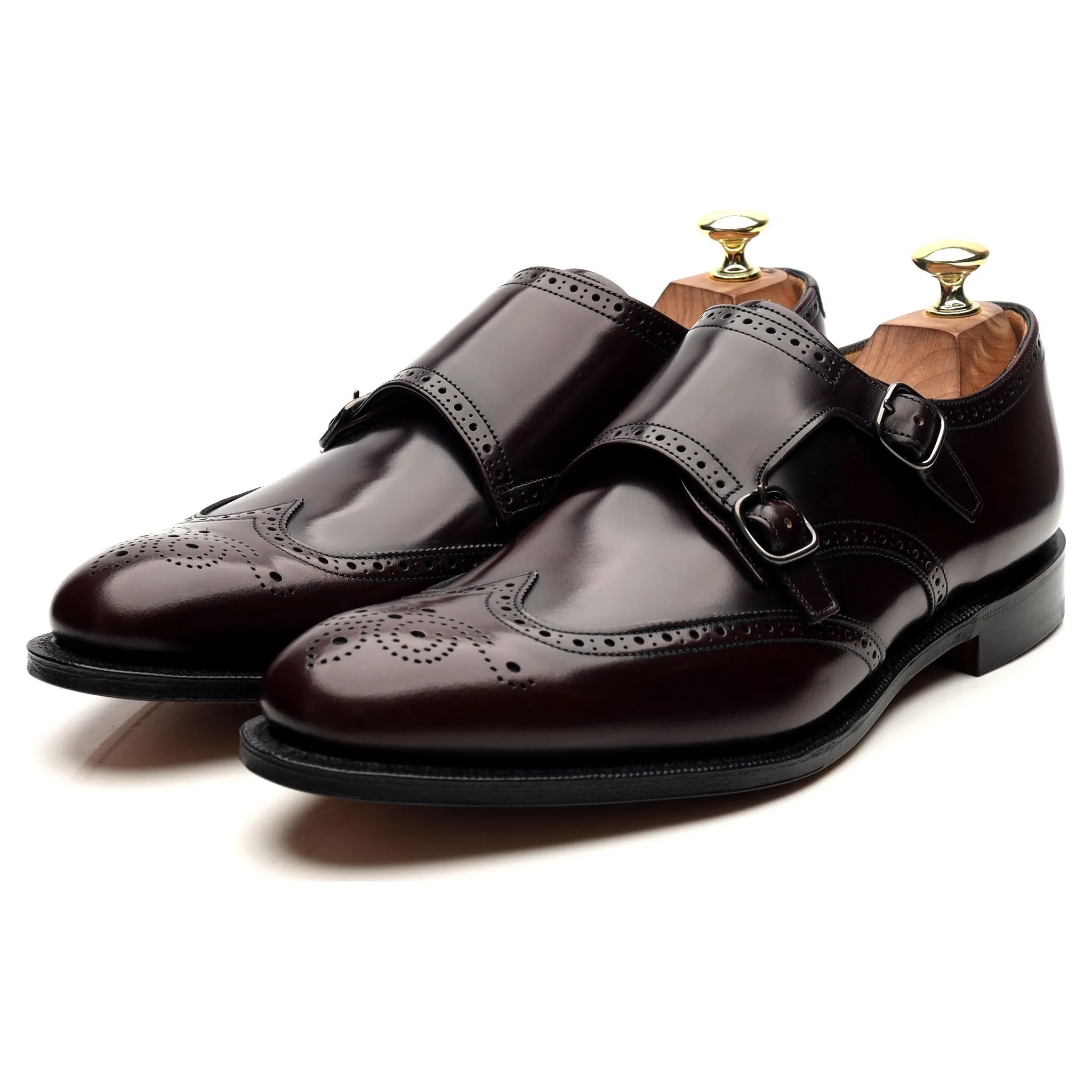 'Chicago' Burgundy Leather Double Monk Strap UK 7.5 F