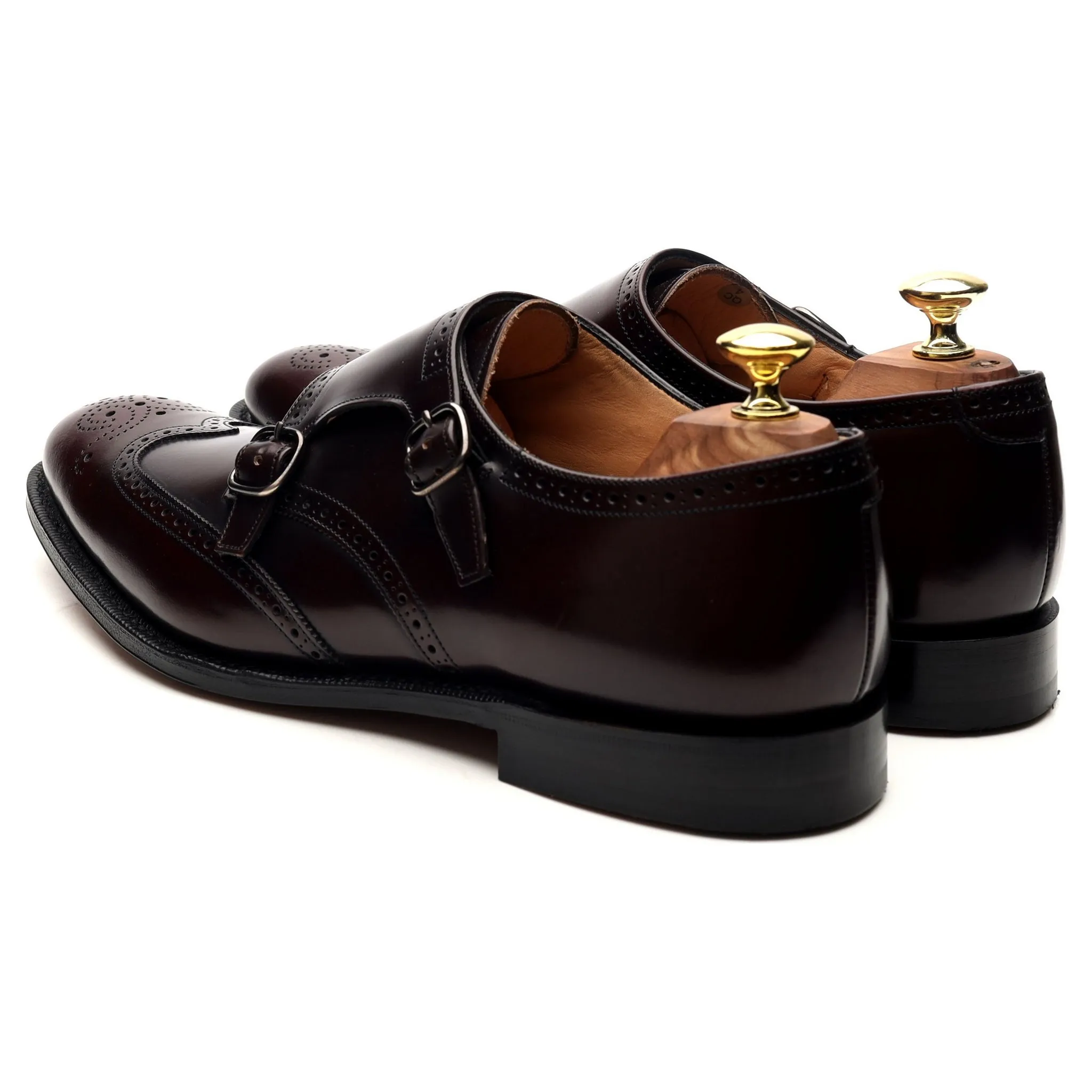 'Chicago' Burgundy Leather Double Monk Strap UK 7.5 F