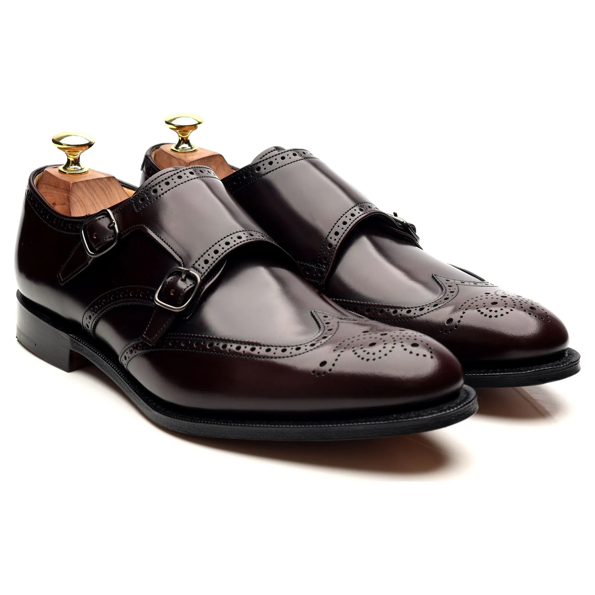 'Chicago' Burgundy Leather Double Monk Strap UK 7.5 F