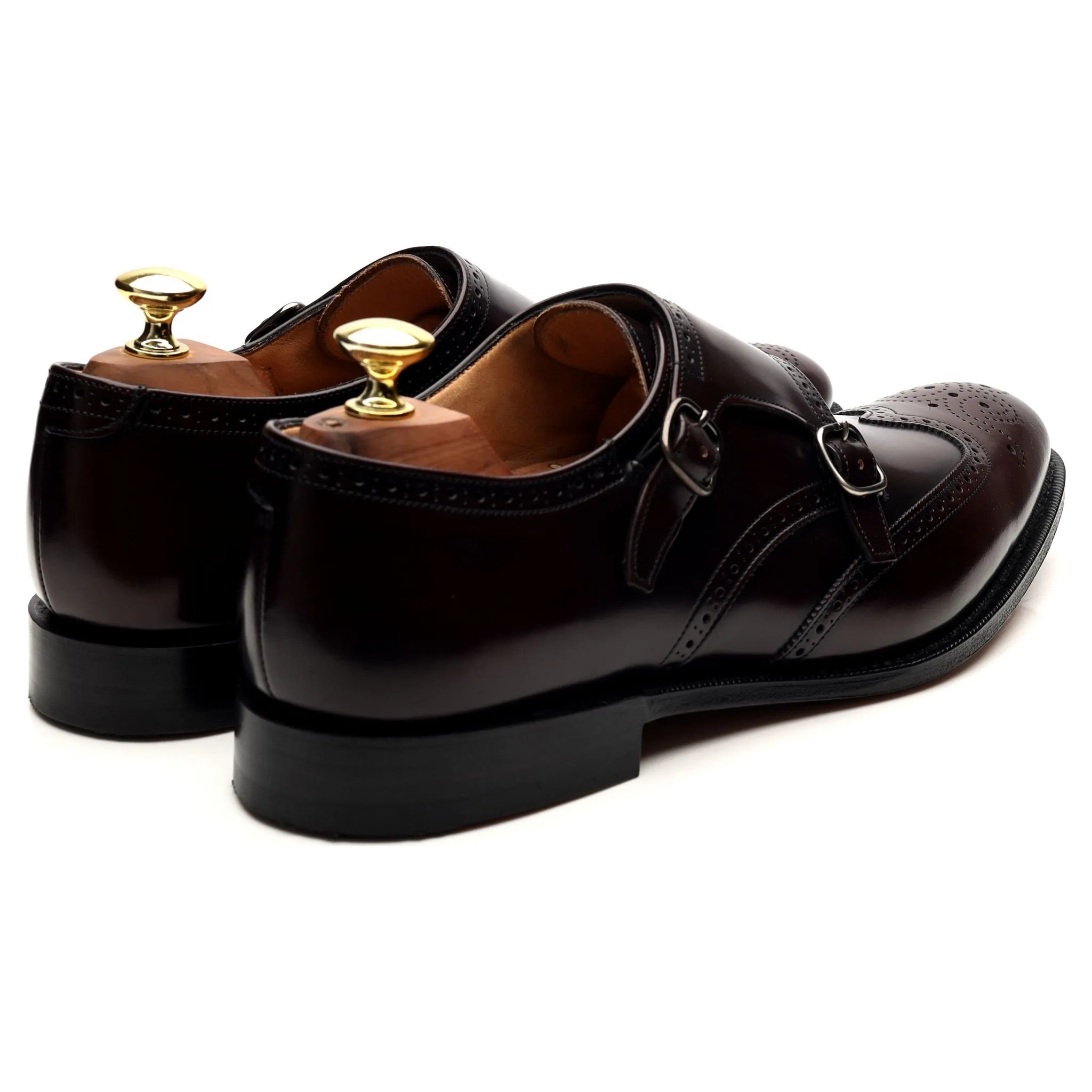 'Chicago' Burgundy Leather Double Monk Strap UK 7.5 F