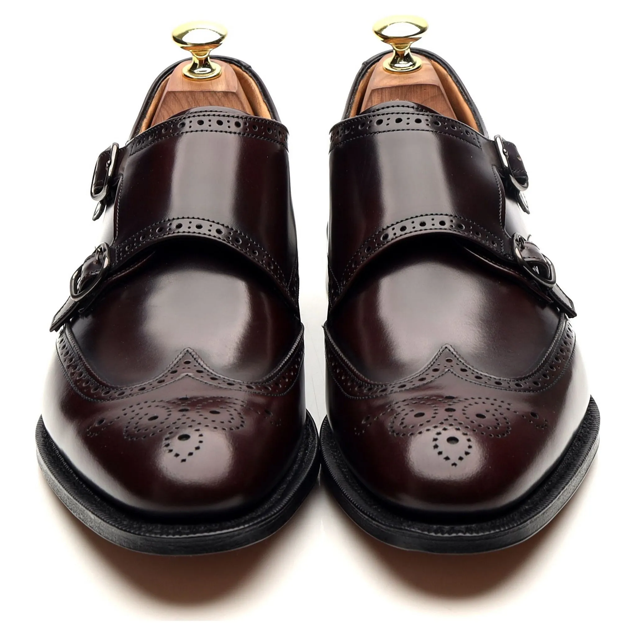'Chicago' Burgundy Leather Double Monk Strap UK 7.5 F