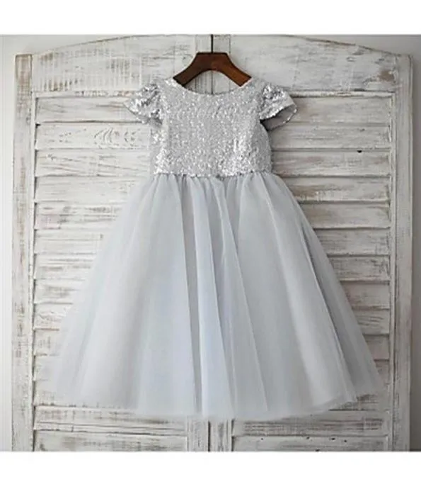 Chiffon Ruffles Princess Scoop Flower Girl Dresses Floor Length With Hand-Made Flower