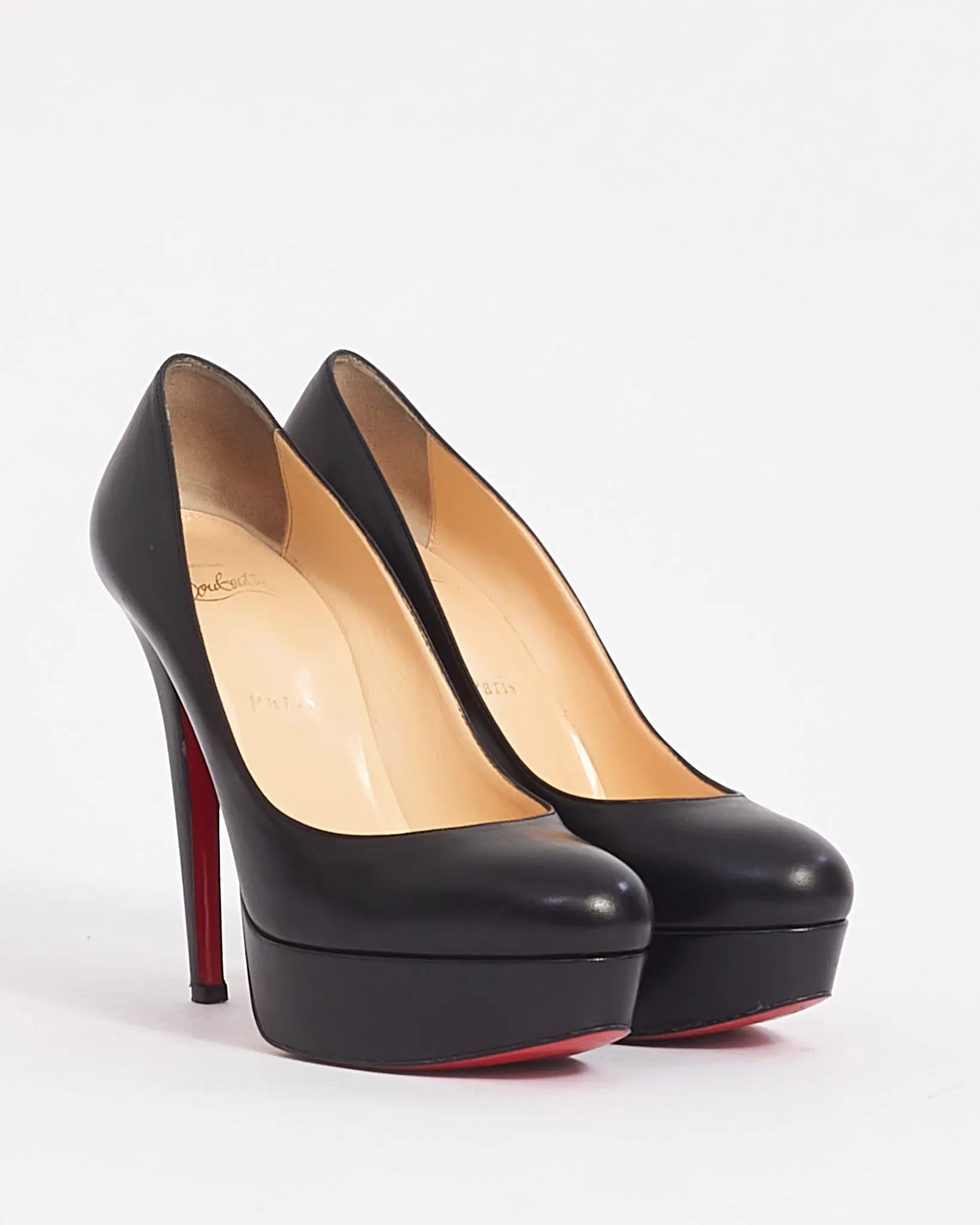 Christian Louboutin Black Leather Bianca 140mm Pumps - 37.5