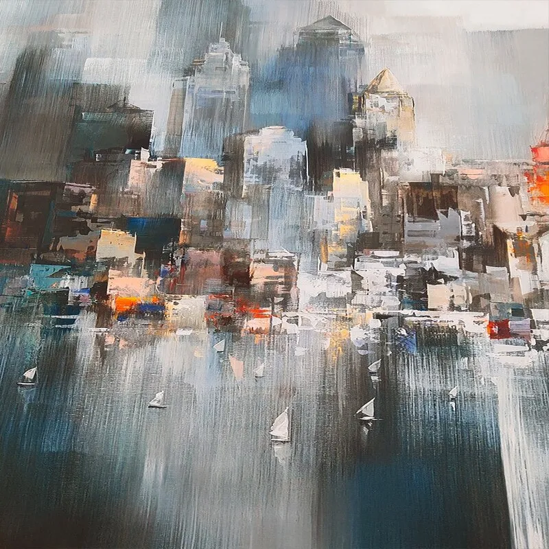 City Building Rain Boat Scenery