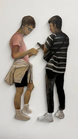 Claudia Bitrán, "White Shoes (Pink Shirt), White Shoes (Striped Shirt)"