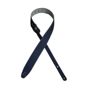 Colonial Leather - Black & Bone Upholstery Backed 2.5" Leather Guitar Strap - Black