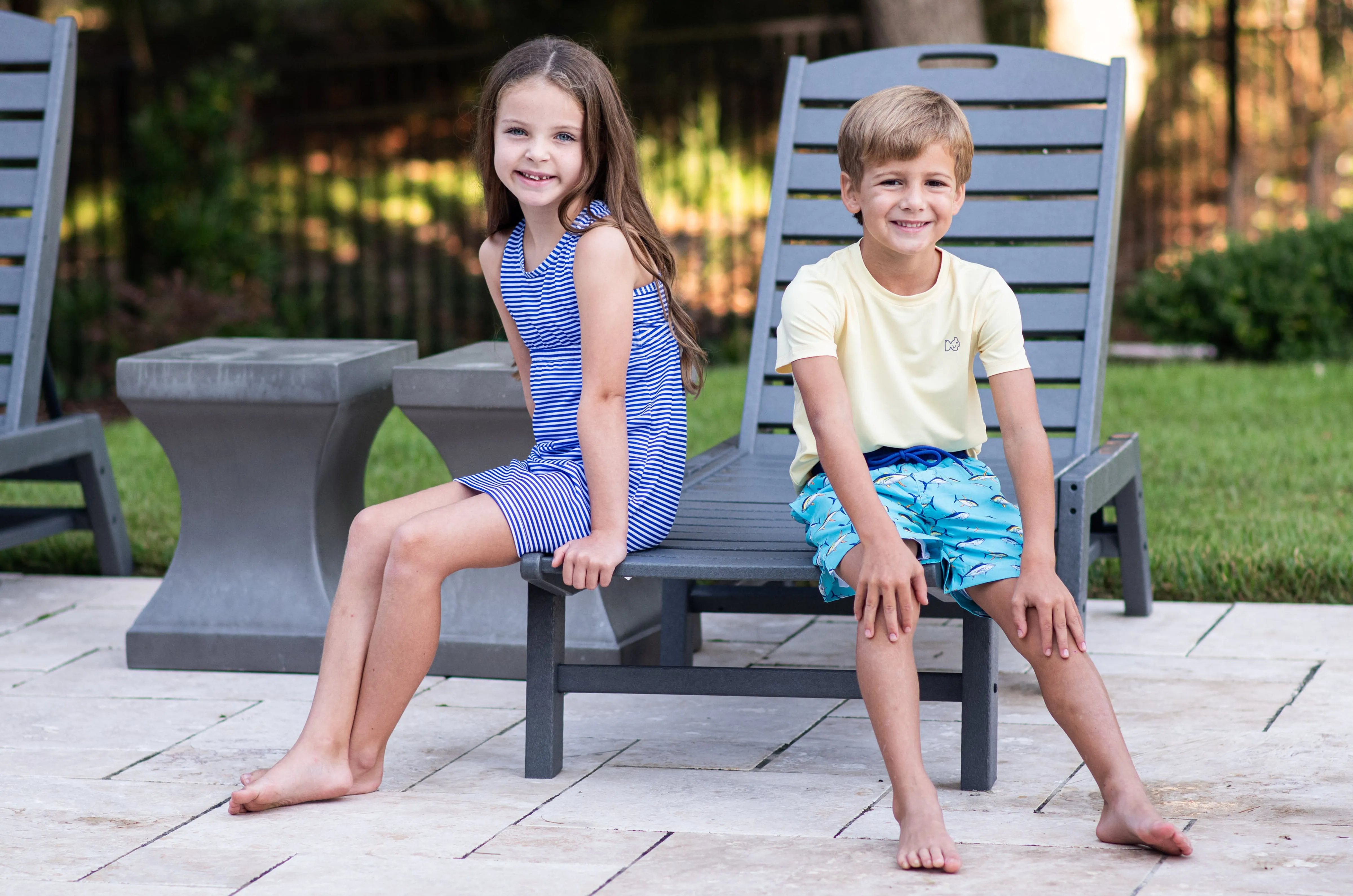 Court to Port Swimdress in Navy and White Stripe