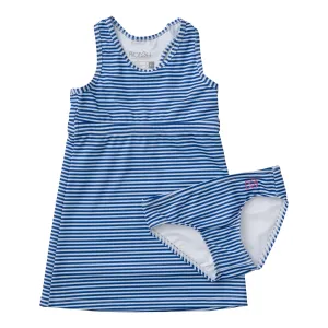 Court to Port Swimdress in Navy and White Stripe