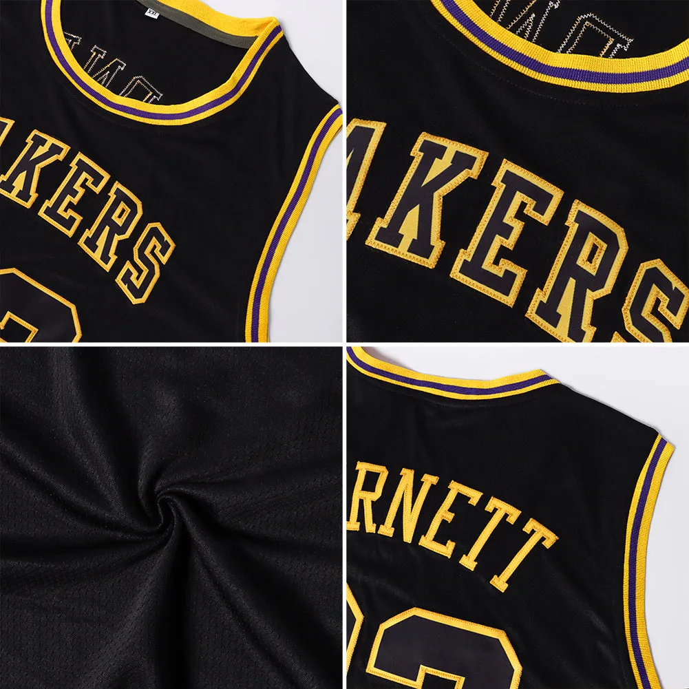 Custom Black Old Gold-White Authentic Throwback Basketball Jersey