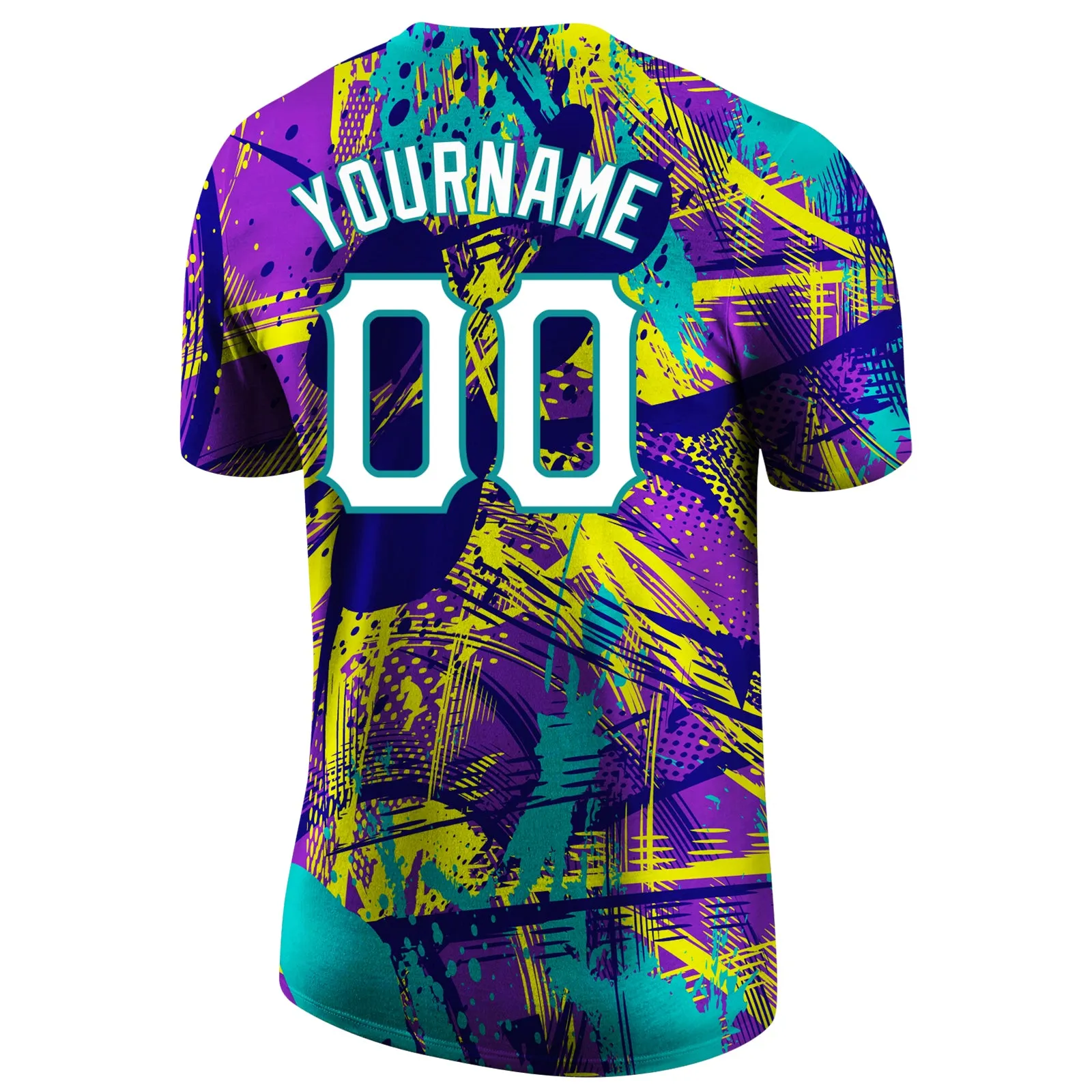Custom Graffiti Abstract Urban Pattern White-Aqua 3D Performance T-Shirt