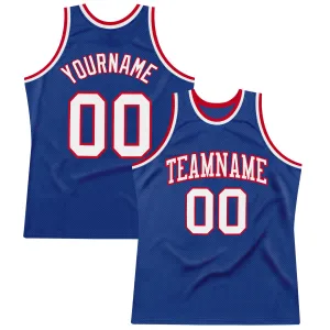Custom Royal White-Red Authentic Throwback Basketball Jersey