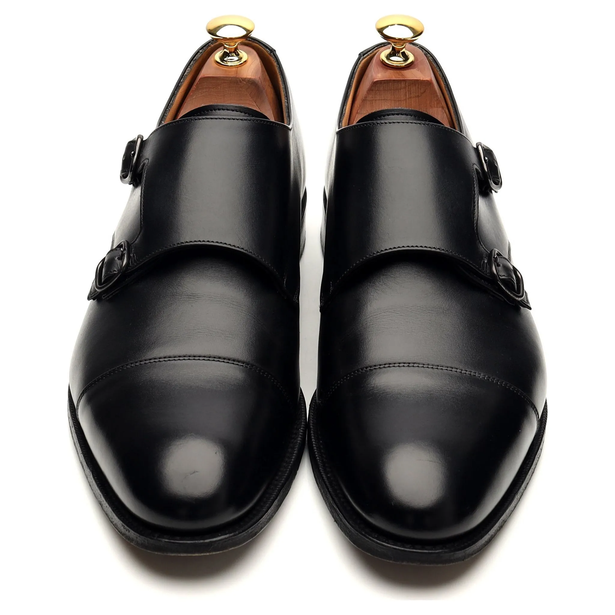 'Detroit' Black Leather Double Monk Strap UK 8.5 F