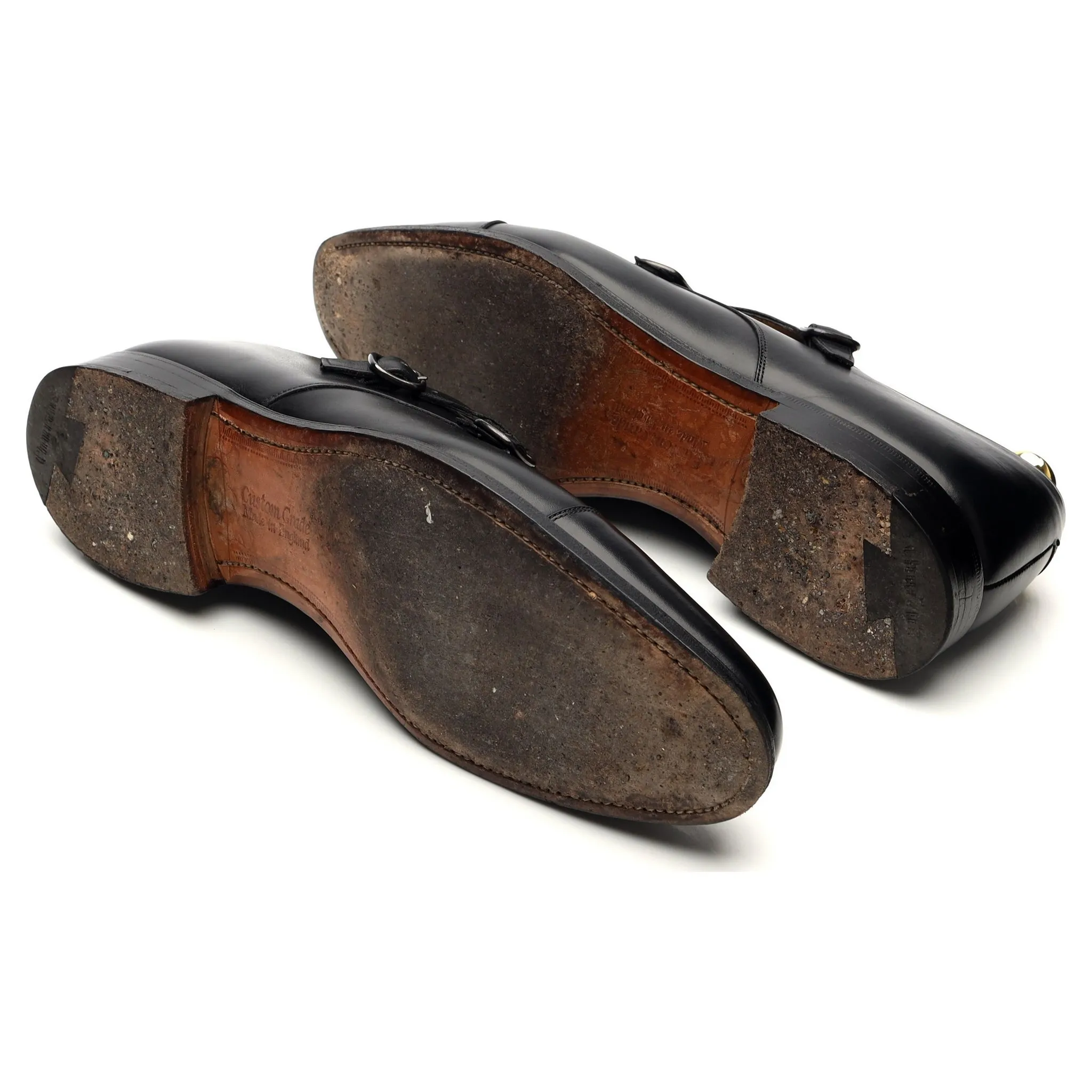'Detroit' Black Leather Double Monk Strap UK 8.5 F