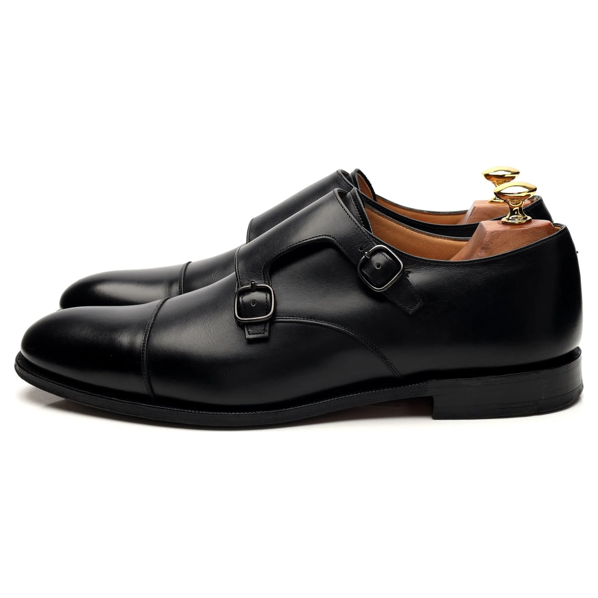 'Detroit' Black Leather Double Monk Strap UK 8.5 F