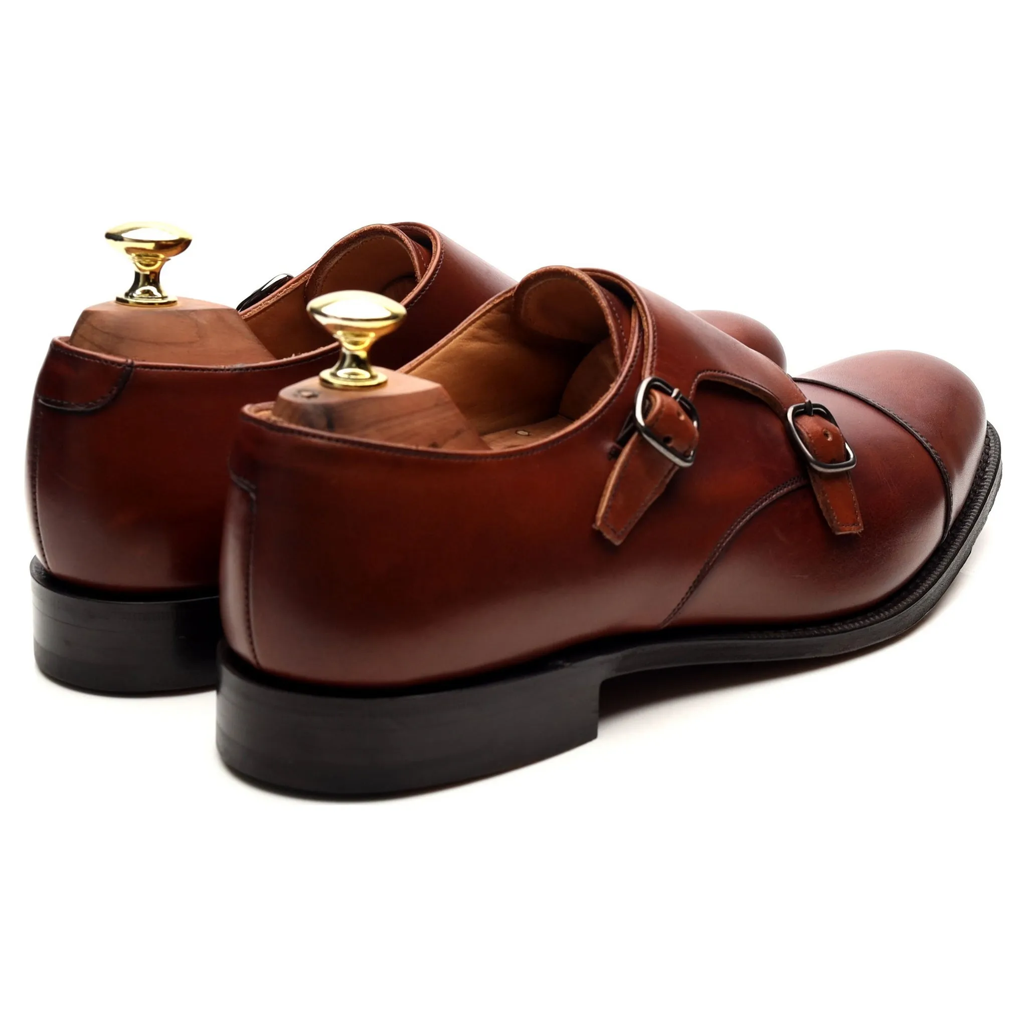 'Detroit' Tan Brown Leather Double Monk Strap UK 7 G