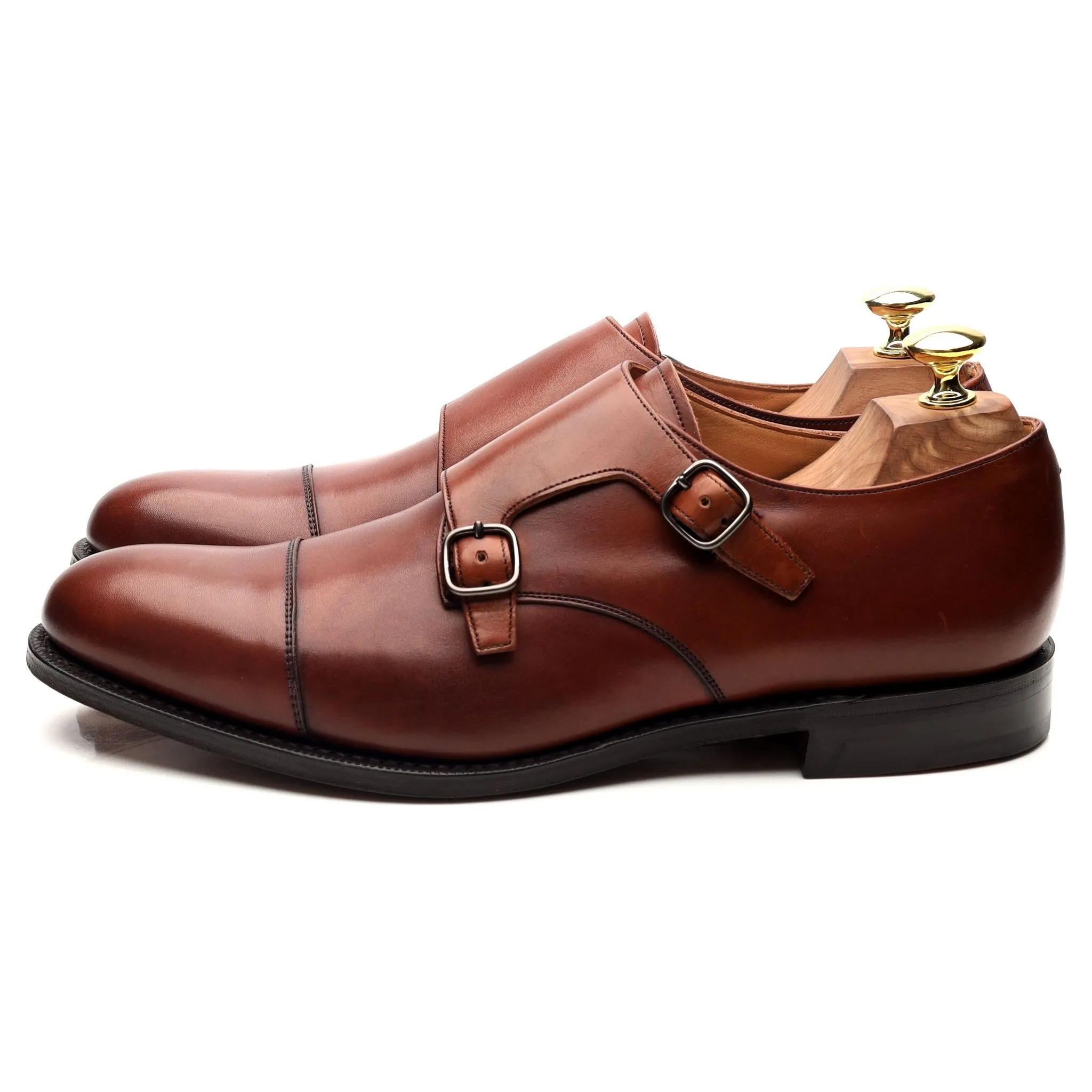 'Detroit' Tan Brown Leather Double Monk Strap UK 7 G