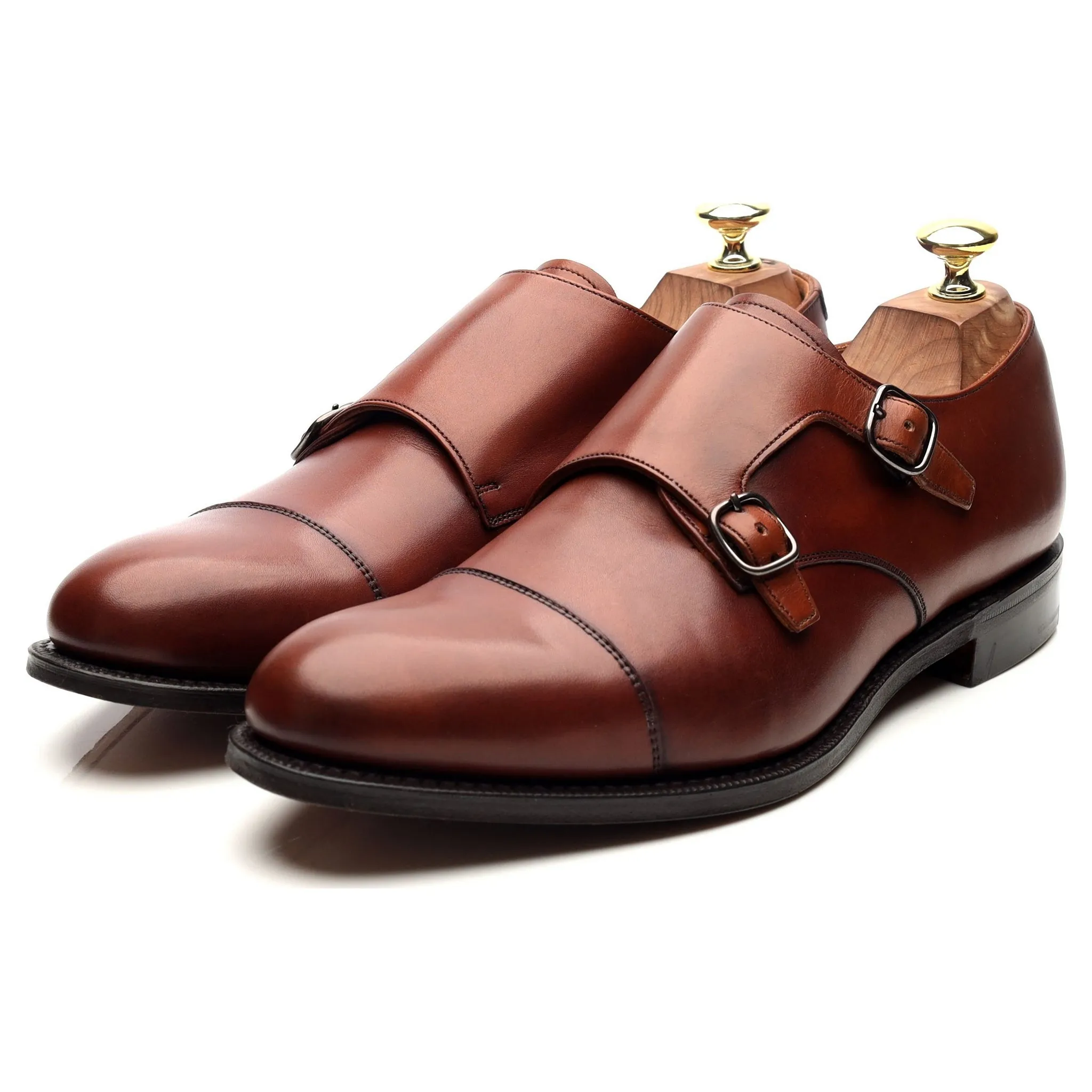 'Detroit' Tan Brown Leather Double Monk Strap UK 7 G