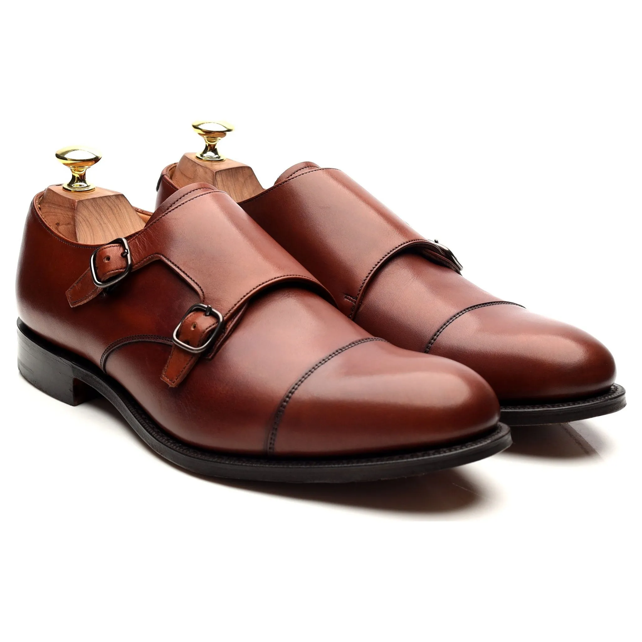 'Detroit' Tan Brown Leather Double Monk Strap UK 7 G