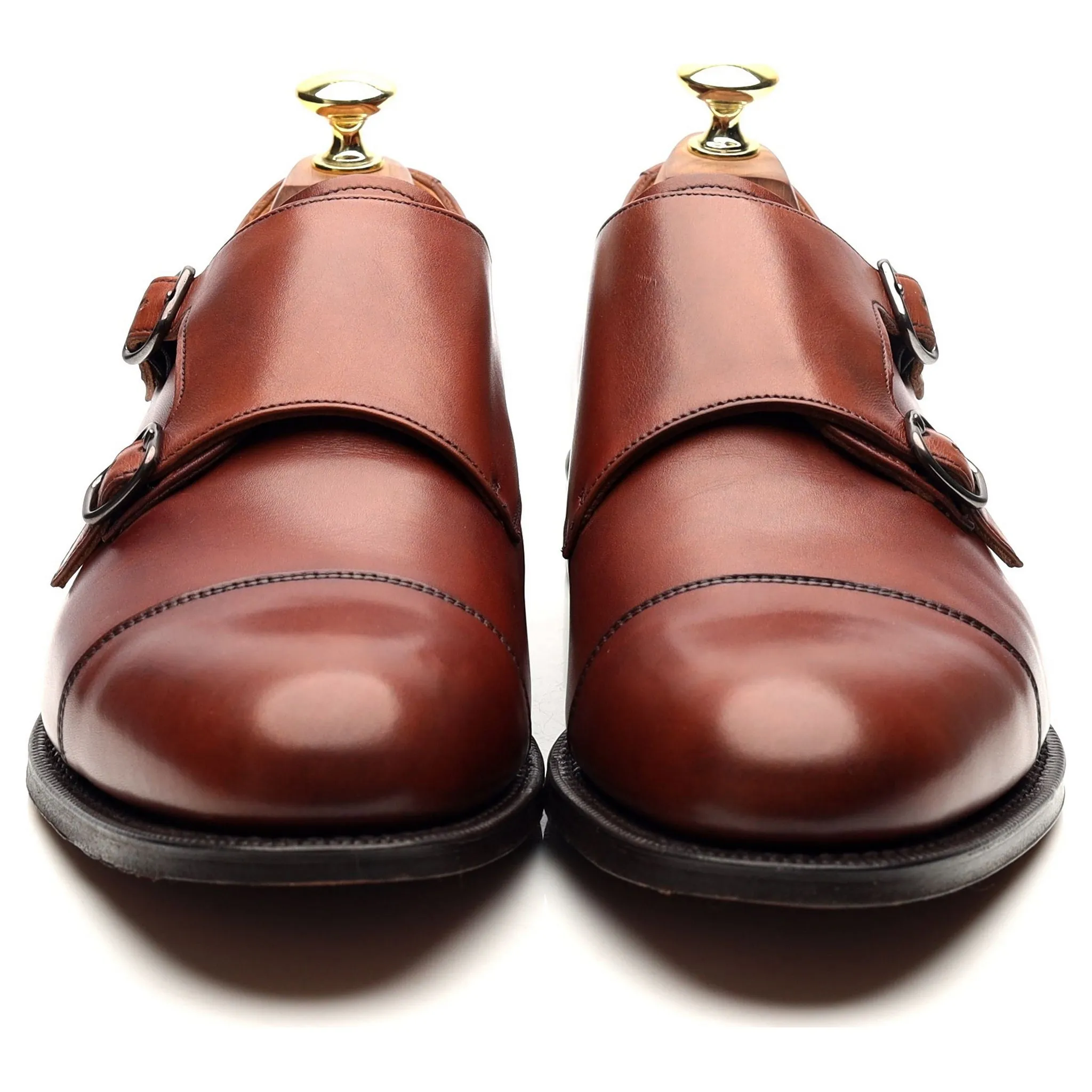 'Detroit' Tan Brown Leather Double Monk Strap UK 7 G
